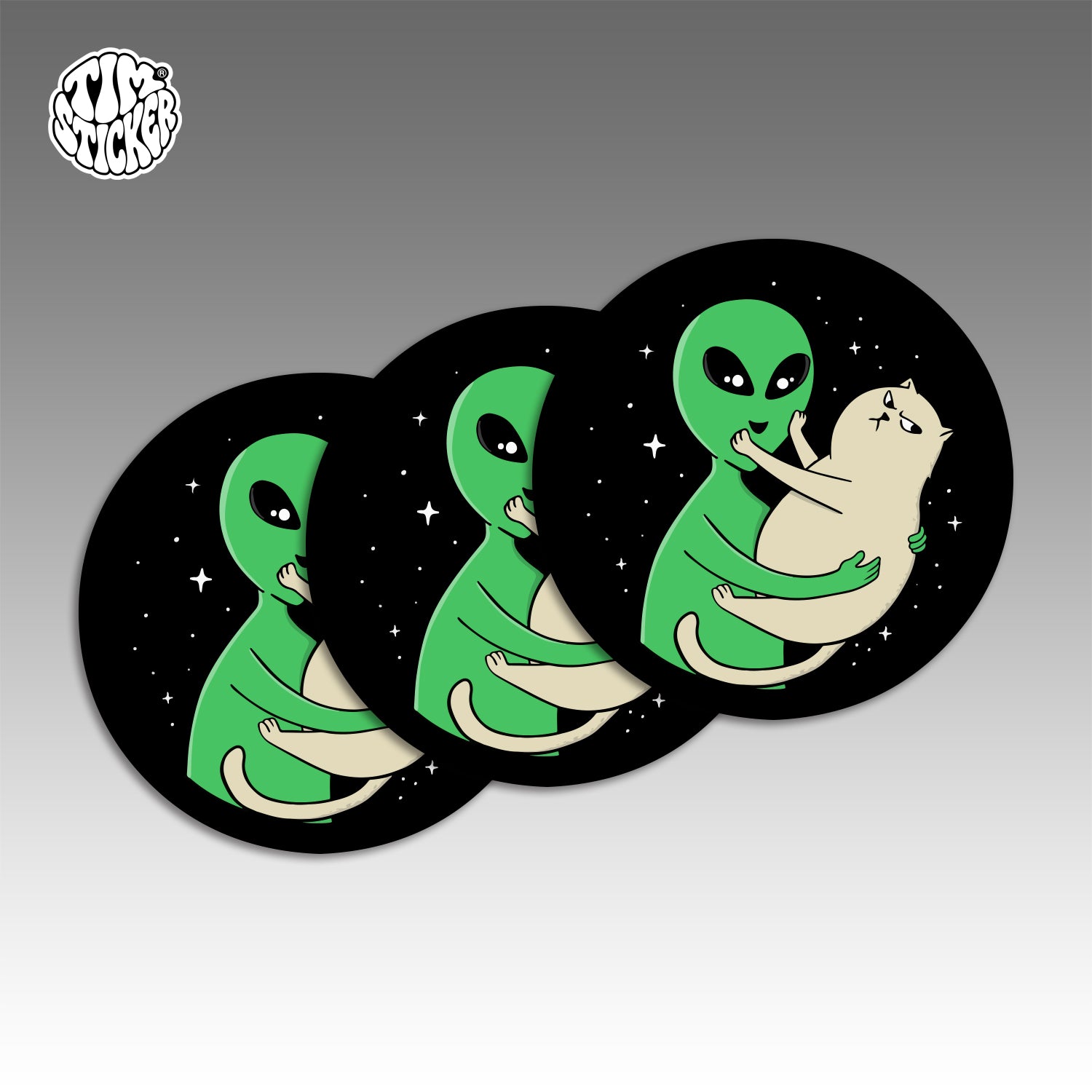 Alien UFO Stickers Pack – Space Flying Saucer Vinyl Decals for Laptop, Water Bottle, Skateboard, Phone Case, Sci-Fi Aesthetic Sticker, 3 PCS, Not Reusable TIM STICKER®
