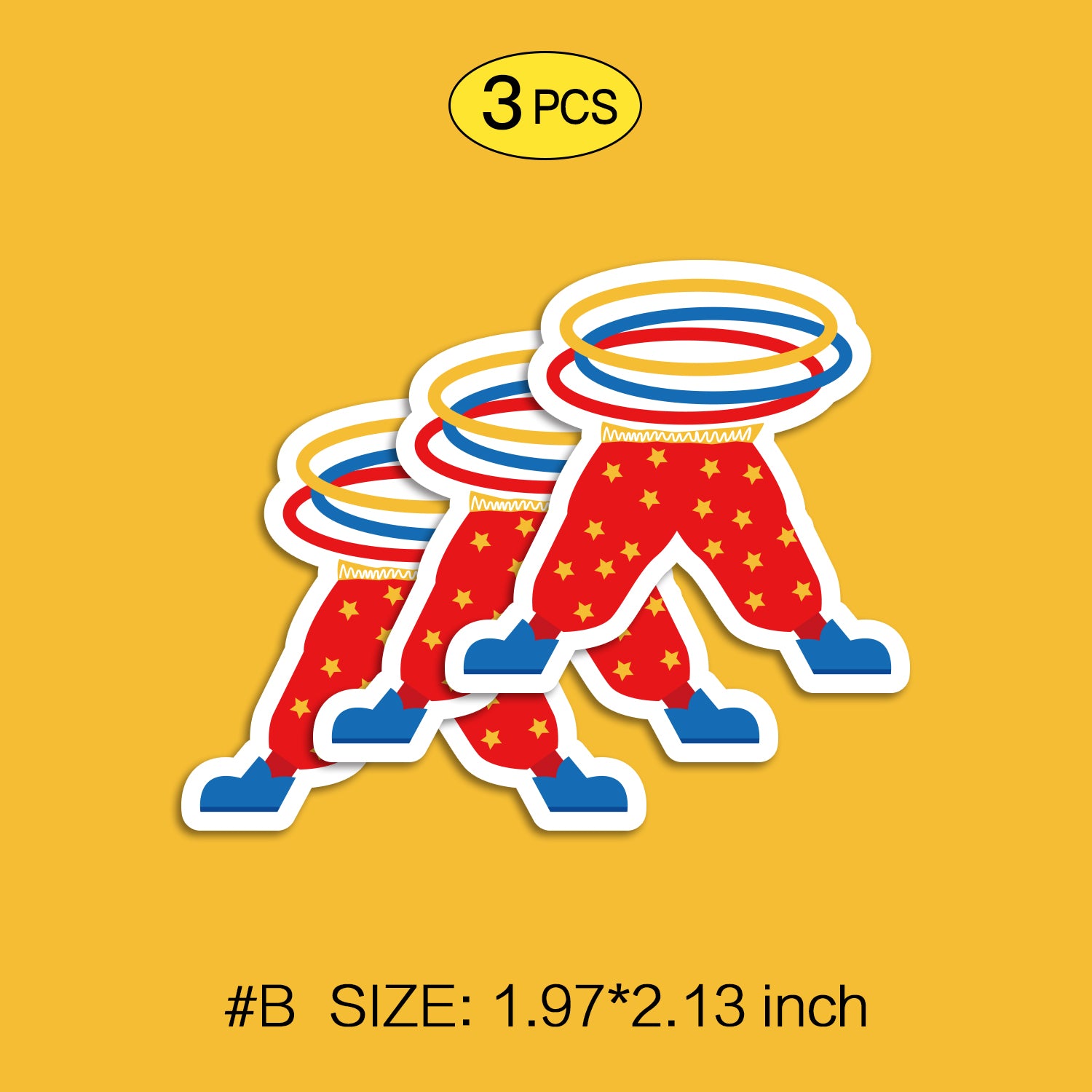 Clown Waterproof Stickers Set, Trendy Cartoon Outdoor Style Sticker Decal for Laptop, Water Bottle, Car, Skateboard, 3 PCS, Not Reusable TIM STICKER®