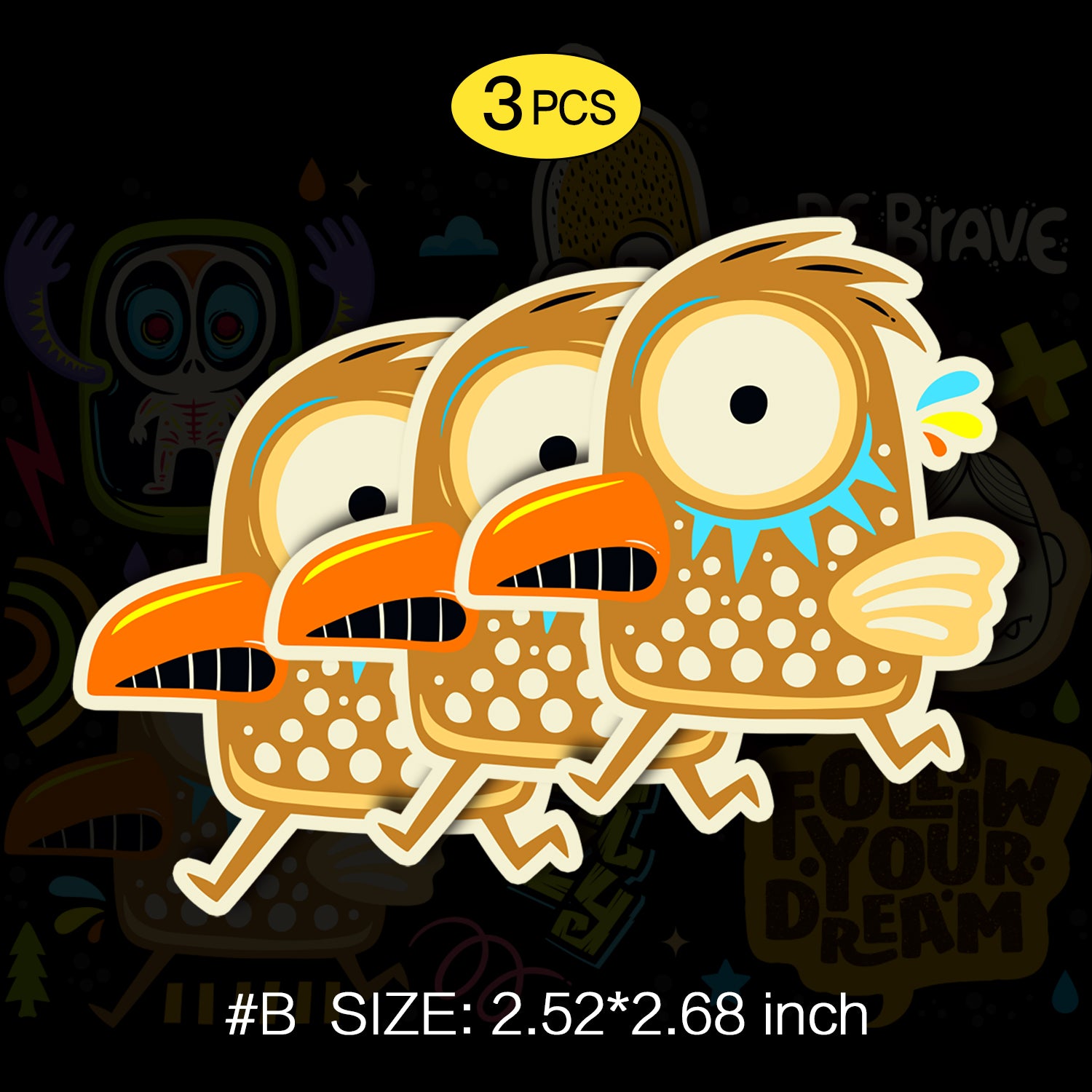 Cute Monster Funny Stickers, Includes 5 Patterns, Perfect for Indoor And Outdoor, 6 Patterns, Not Reusable TIM STICKER®