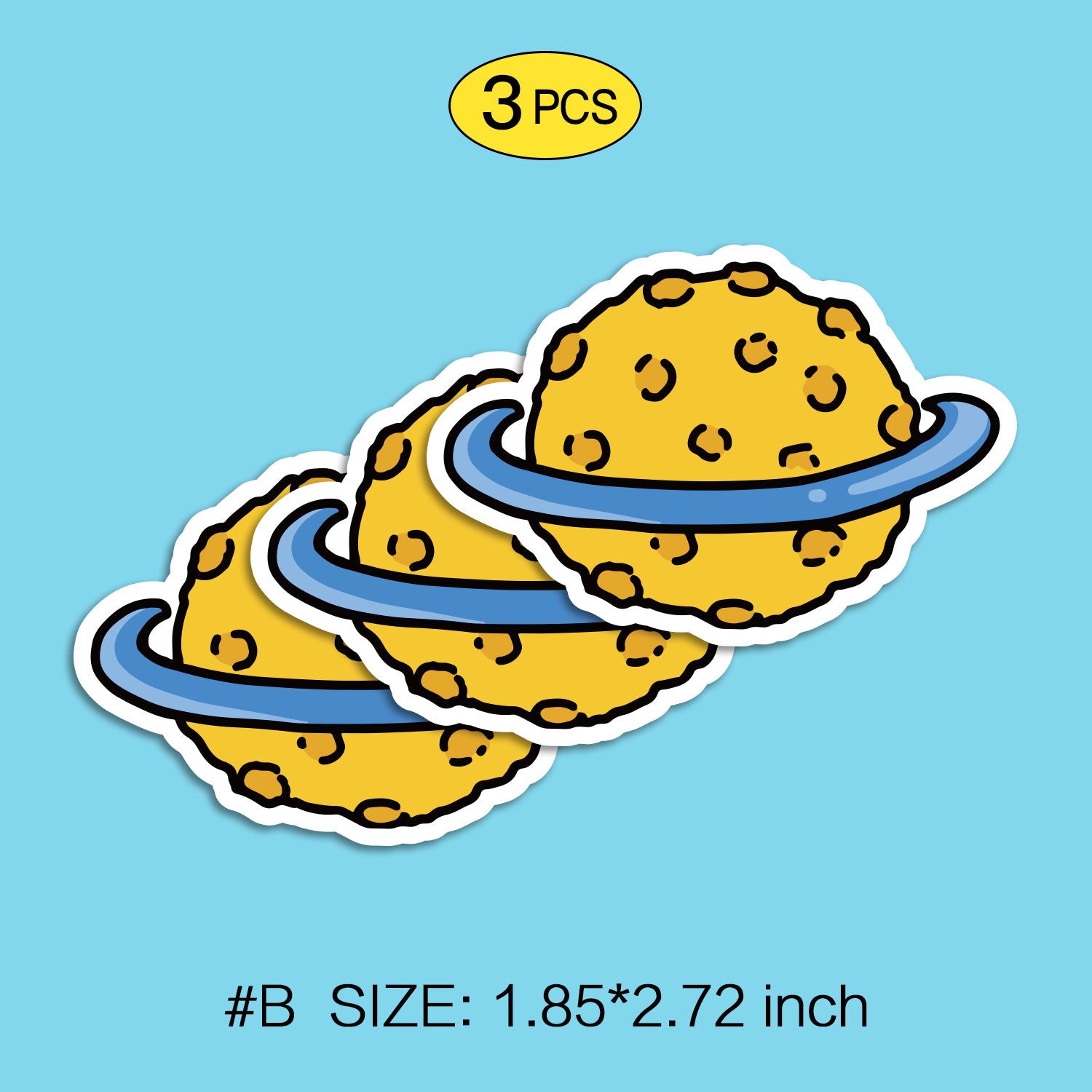 Monster planet Waterproof Stickers Set, Trendy Cartoon Outdoor Style Sticker Decal for Laptop, Water Bottle, Car, Skateboard, 3 PCS, Not Reusable TIM STICKER®