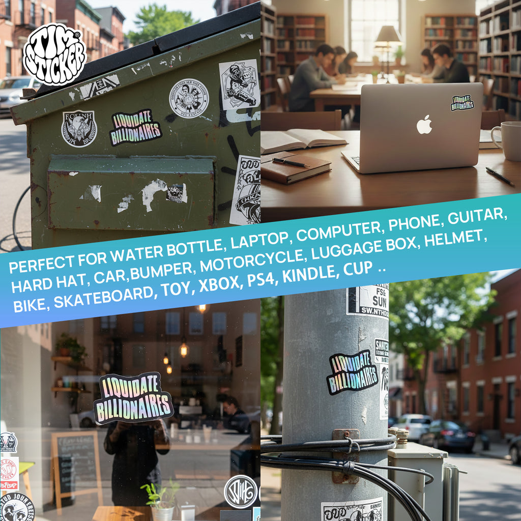 Billionaires Word Patterns Street Style Fun Stickers, Waterproof & Durable, 3 PCS, Not Reusable TIM STICKER®