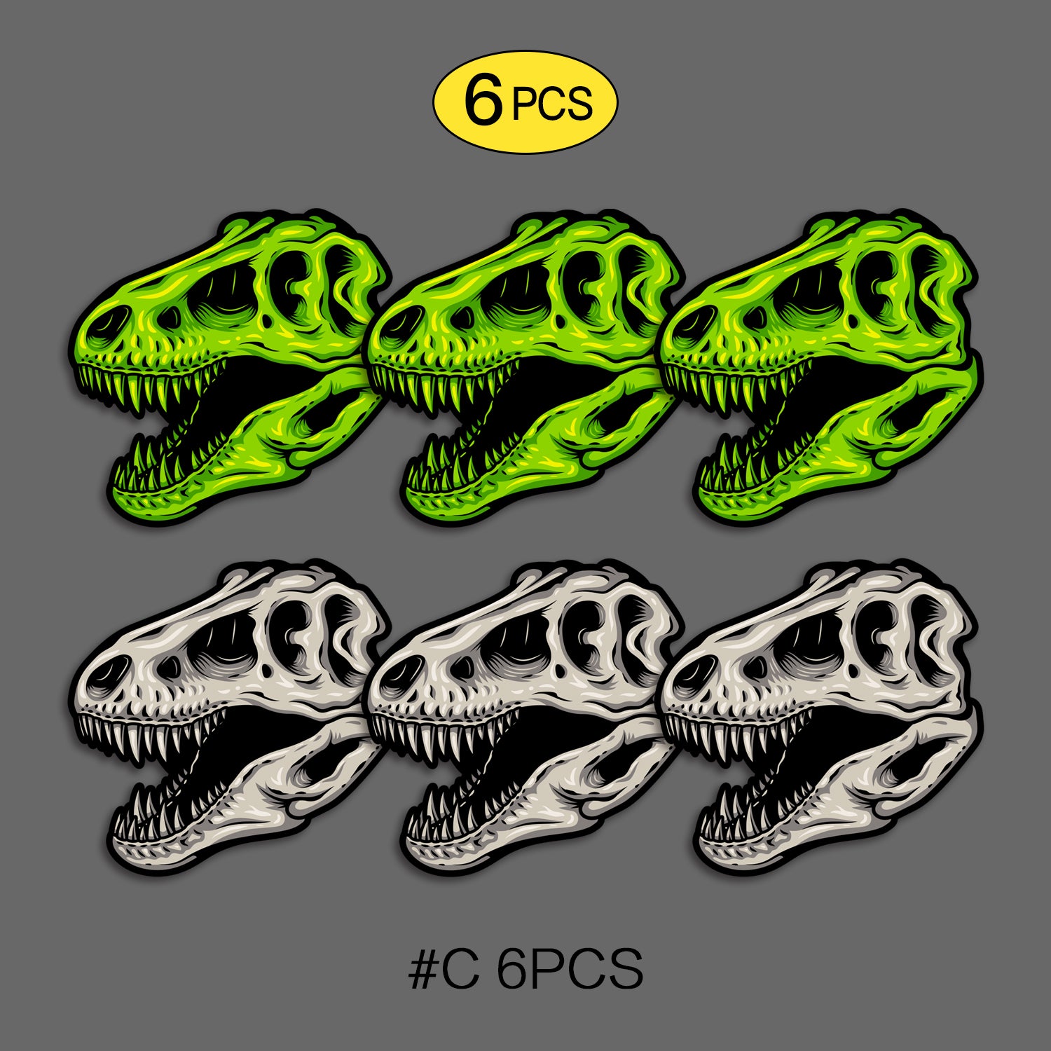 Tyrannosaur Skull Water Bottle Stickers, Waterproof & Grit Texture, 3 PCS, Not Reusable TIM STICKER®