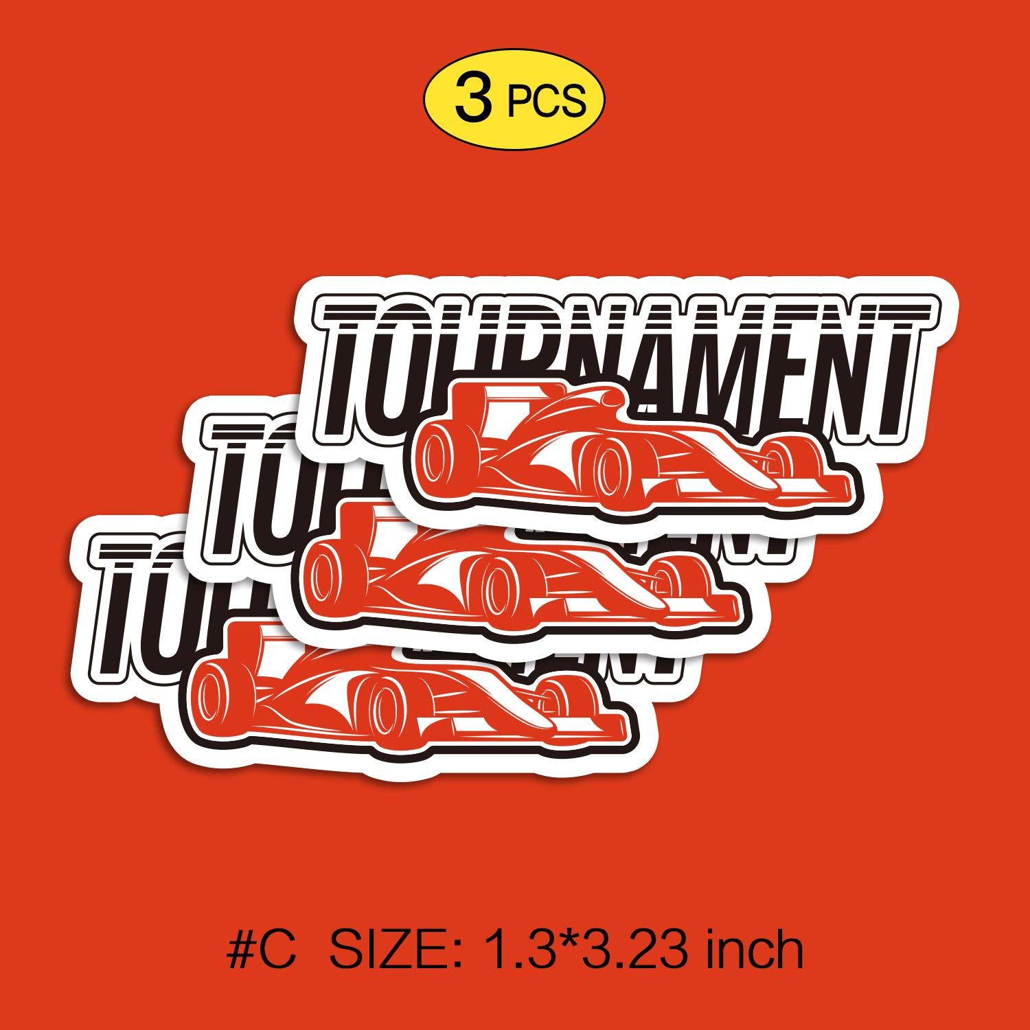 Kart Racing Waterproof Stickers Set, Trendy Cartoon Outdoor Style Sticker Decal for Laptop, Water Bottle, Car, Skateboard, 3 PCS, Not Reusable TIM STICKER®