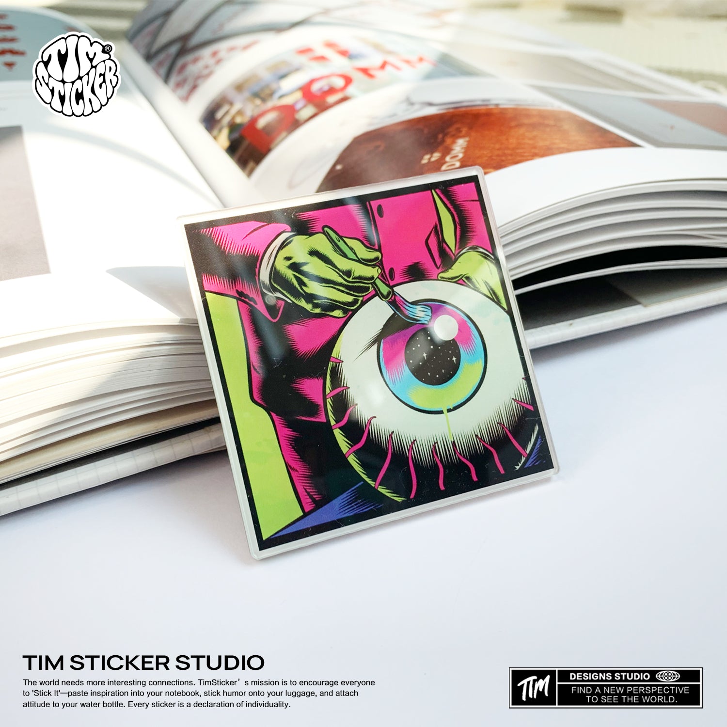 Strong Magnetic Scratch-Free "Change your Views. Change your world" Refrigerator Magnets, Protects Refrigerator Surface Without Marks TIM STICKER®