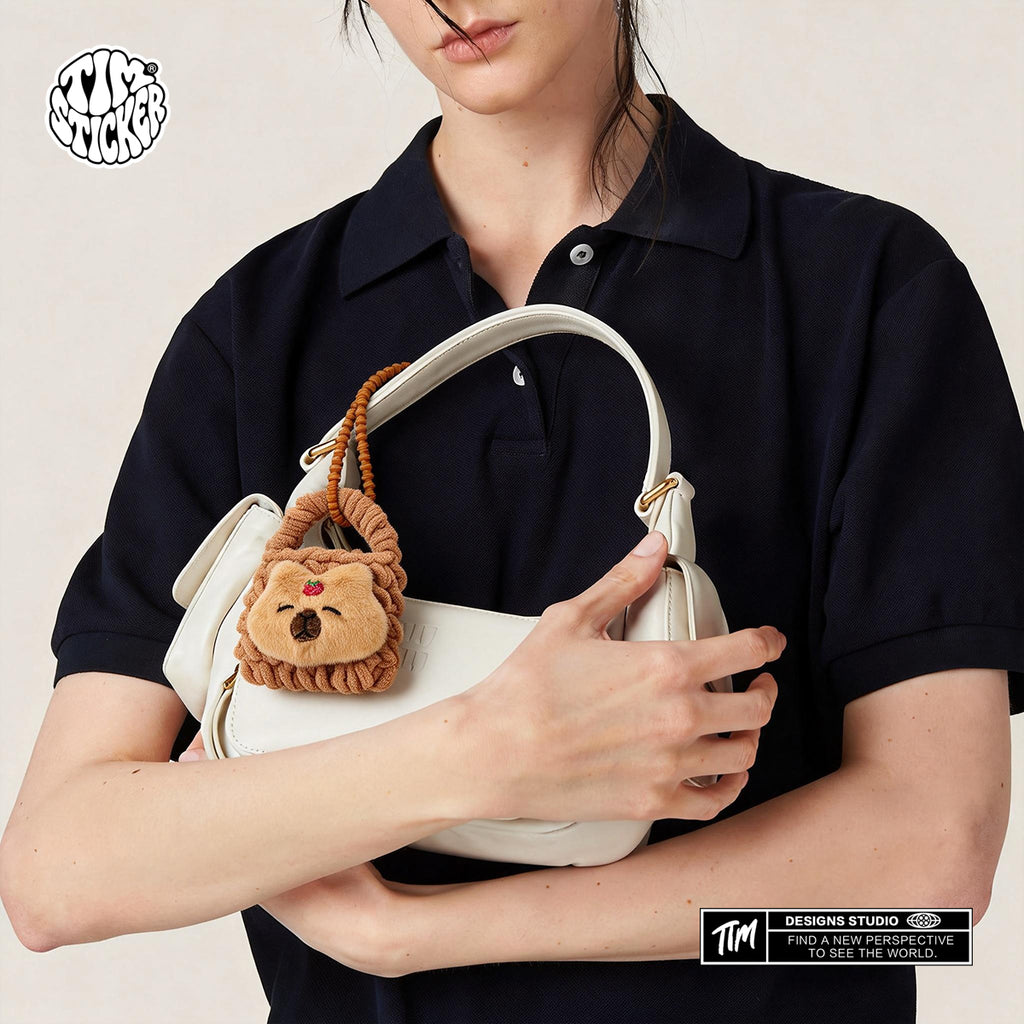 Plush Knitted Animal Bag Charm, Cute Handmade Bag Accessory for Backpack, Tote & Purse, TIM STICKER®