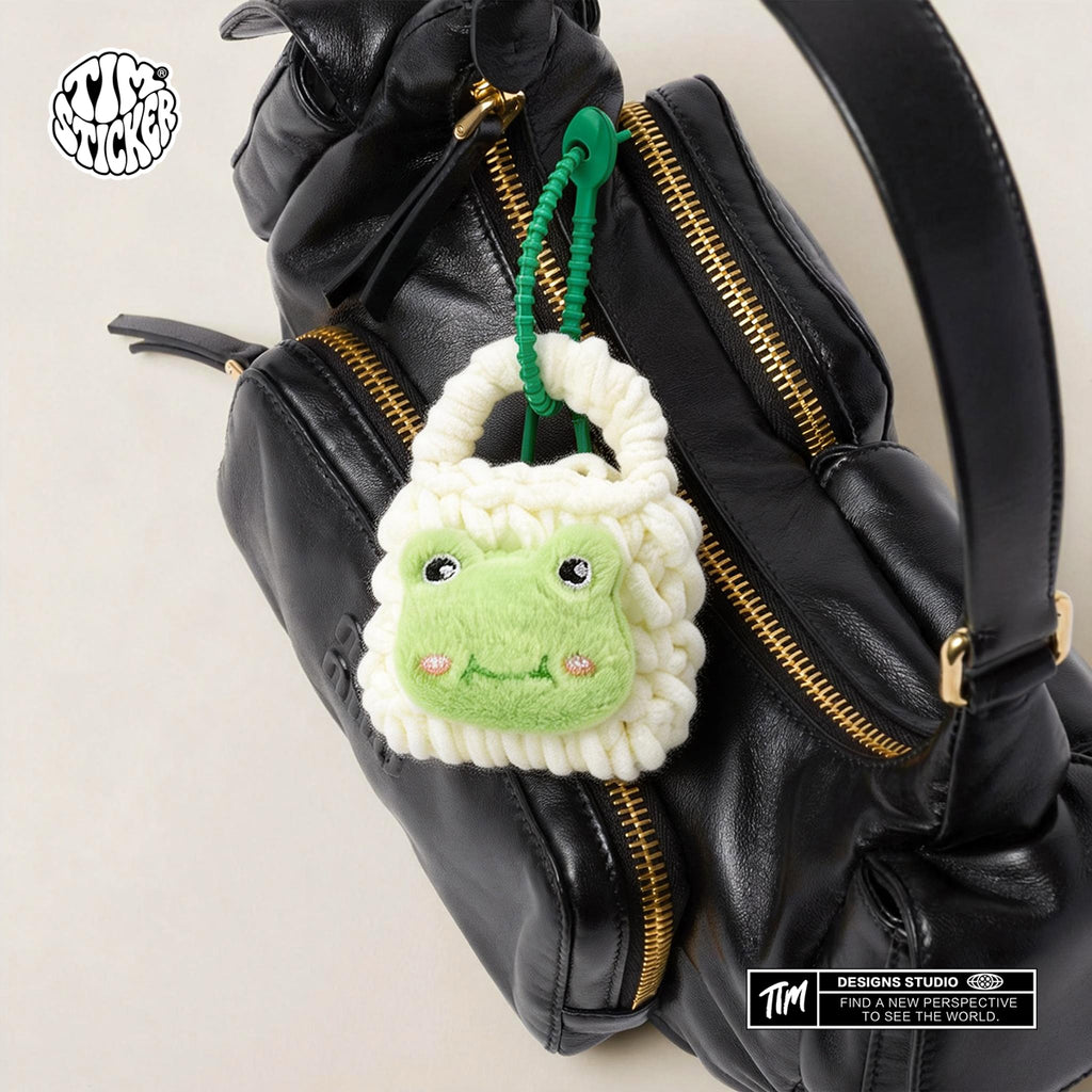 Plush Knitted Animal Bag Charm, Cute Handmade Bag Accessory for Backpack, Tote & Purse, TIM STICKER®