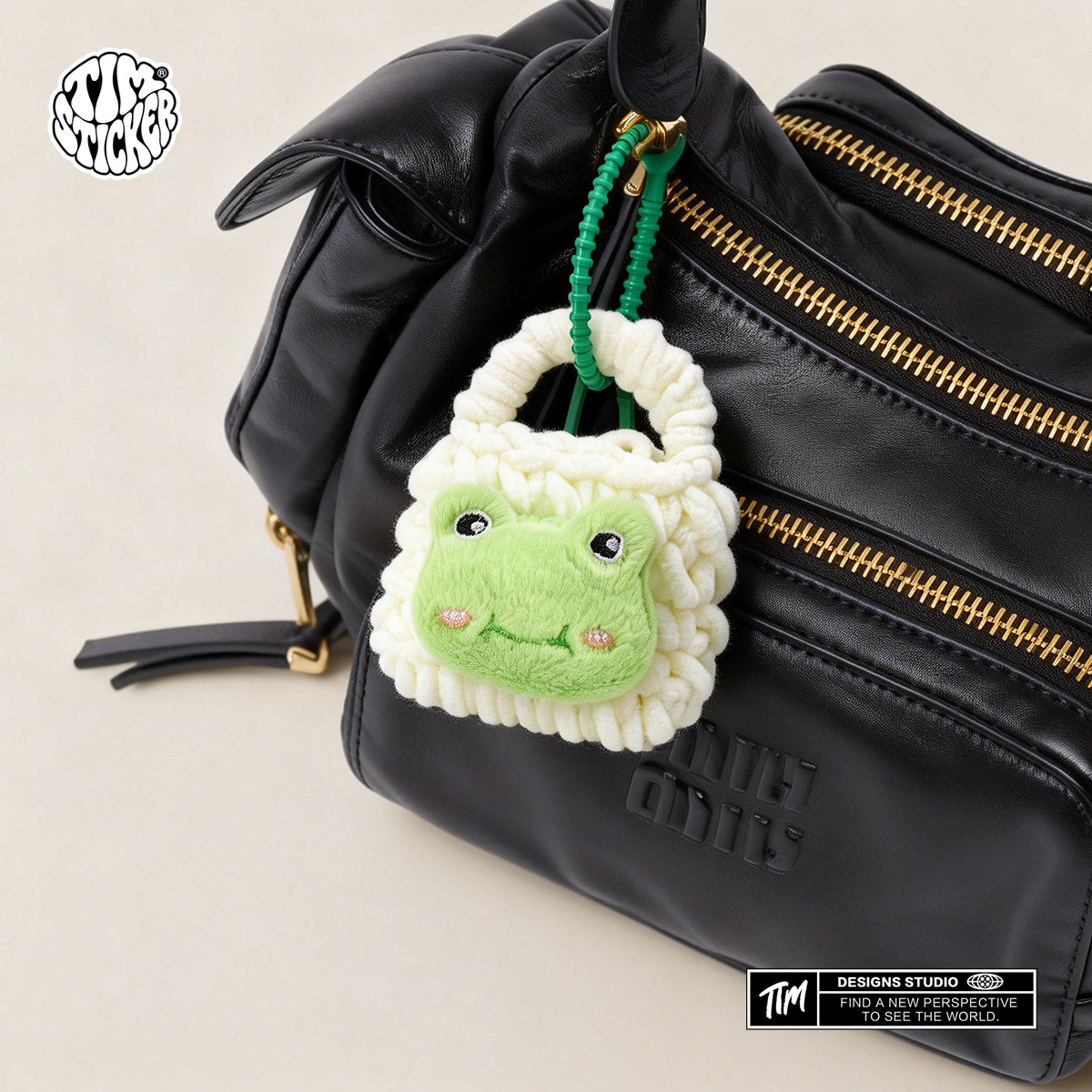 Plush Knitted Animal Bag Charm, Cute Handmade Bag Accessory for Backpack, Tote & Purse, TIM STICKER®