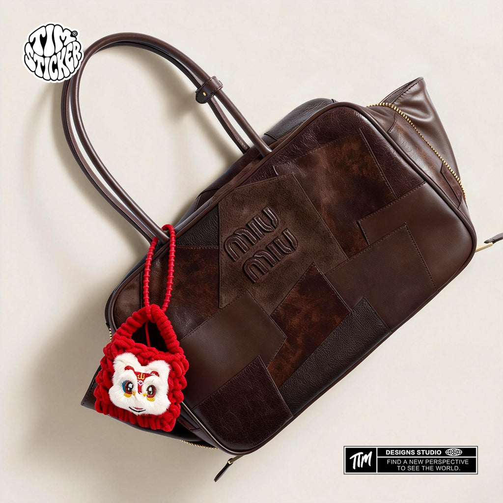 Plush Knitted Animal Bag Charm, Cute Handmade Bag Accessory for Backpack, Tote & Purse, TIM STICKER®