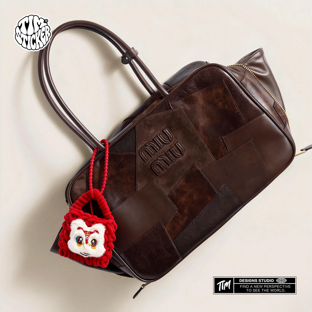 Plush Knitted Animal Bag Charm, Cute Handmade Bag Accessory for Backpack, Tote & Purse, TIM STICKER®