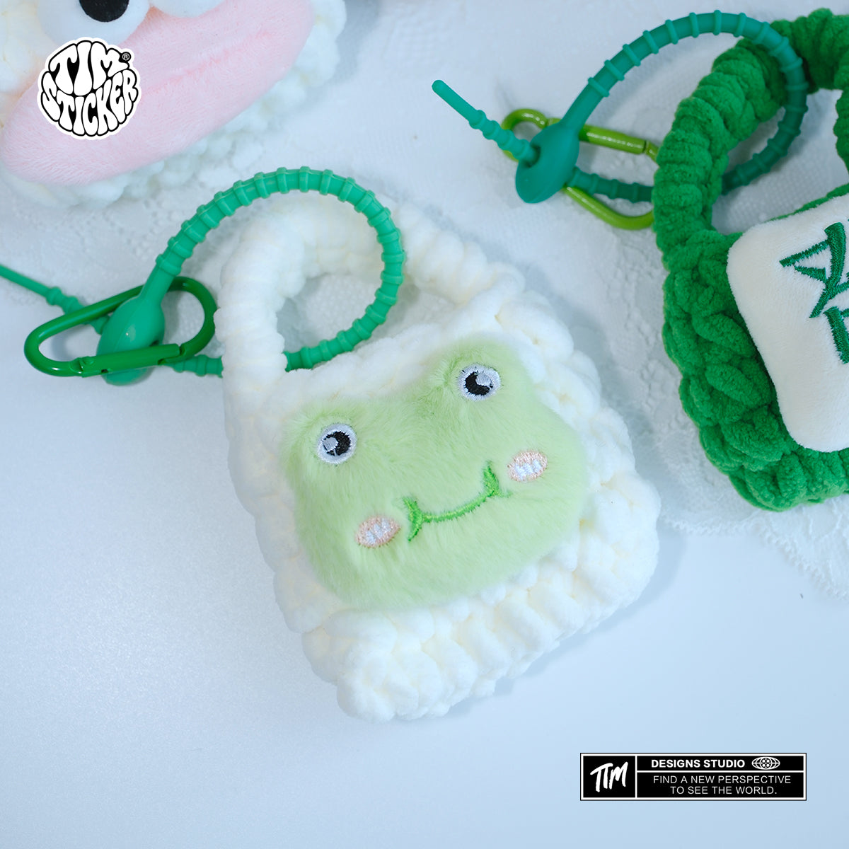 Plush Knitted Animal Bag Charm, Cute Handmade Bag Accessory for Backpack, Tote & Purse, TIM STICKER®