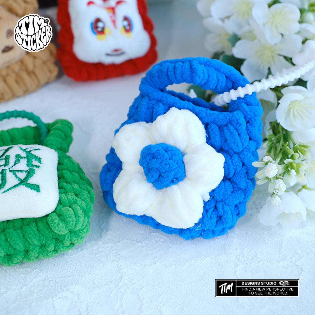 Plush Knitted Animal Bag Charm, Cute Handmade Bag Accessory for Backpack, Tote & Purse, TIM STICKER®