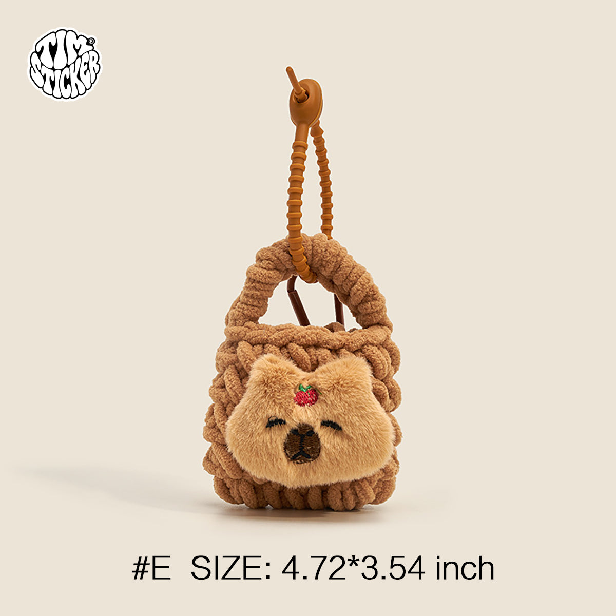 Plush Knitted Animal Bag Charm, Cute Handmade Bag Accessory for Backpack, Tote & Purse, TIM STICKER®