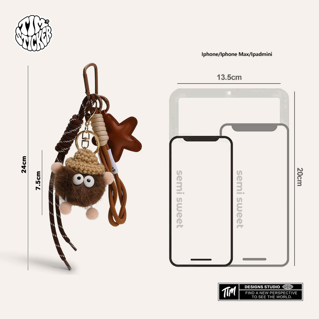 Cute Coal Ball Bag Charm – Melard Style Miu-Inspired Keychain Accessory for Women Girl, For Backpack, Tote & Purse, TIM STICKER®