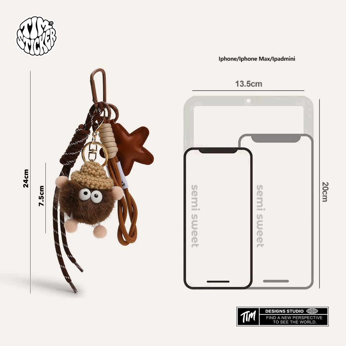 Cute Coal Ball Bag Charm – Melard Style Miu-Inspired Keychain Accessory for Women Girl, For Backpack, Tote & Purse, TIM STICKER®