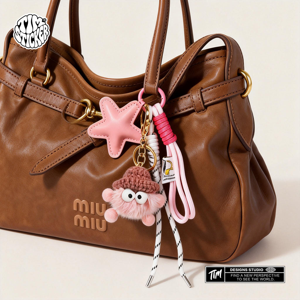 Cute Coal Ball Bag Charm – Melard Style Miu-Inspired Keychain Accessory for Women Girl, For Backpack, Tote & Purse, TIM STICKER®