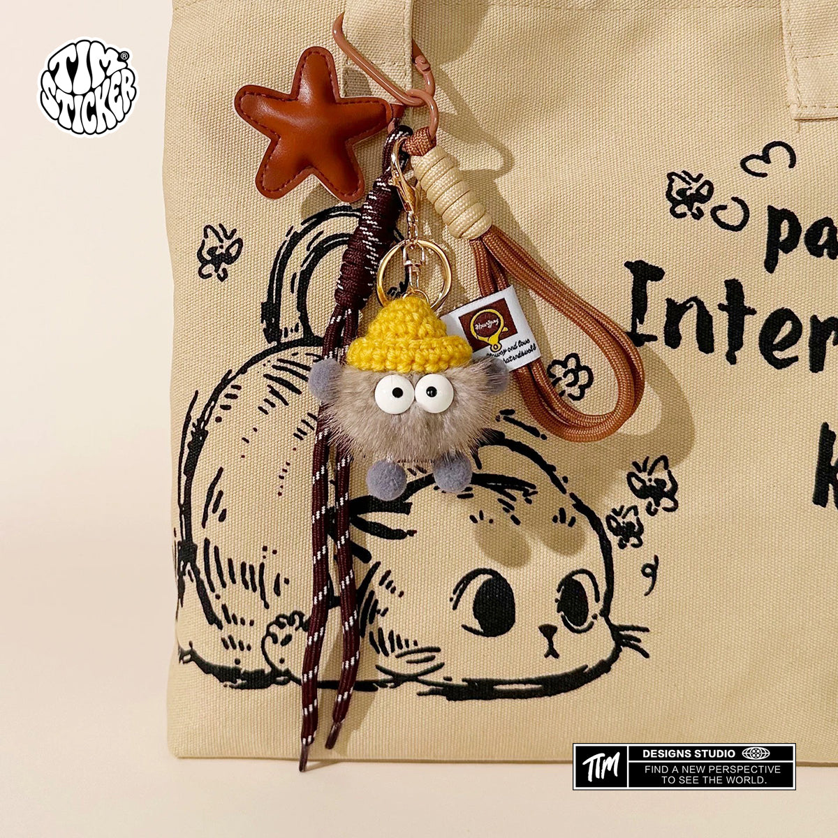 Cute Coal Ball Bag Charm – Melard Style Miu-Inspired Keychain Accessory for Women Girl, For Backpack, Tote & Purse, TIM STICKER®