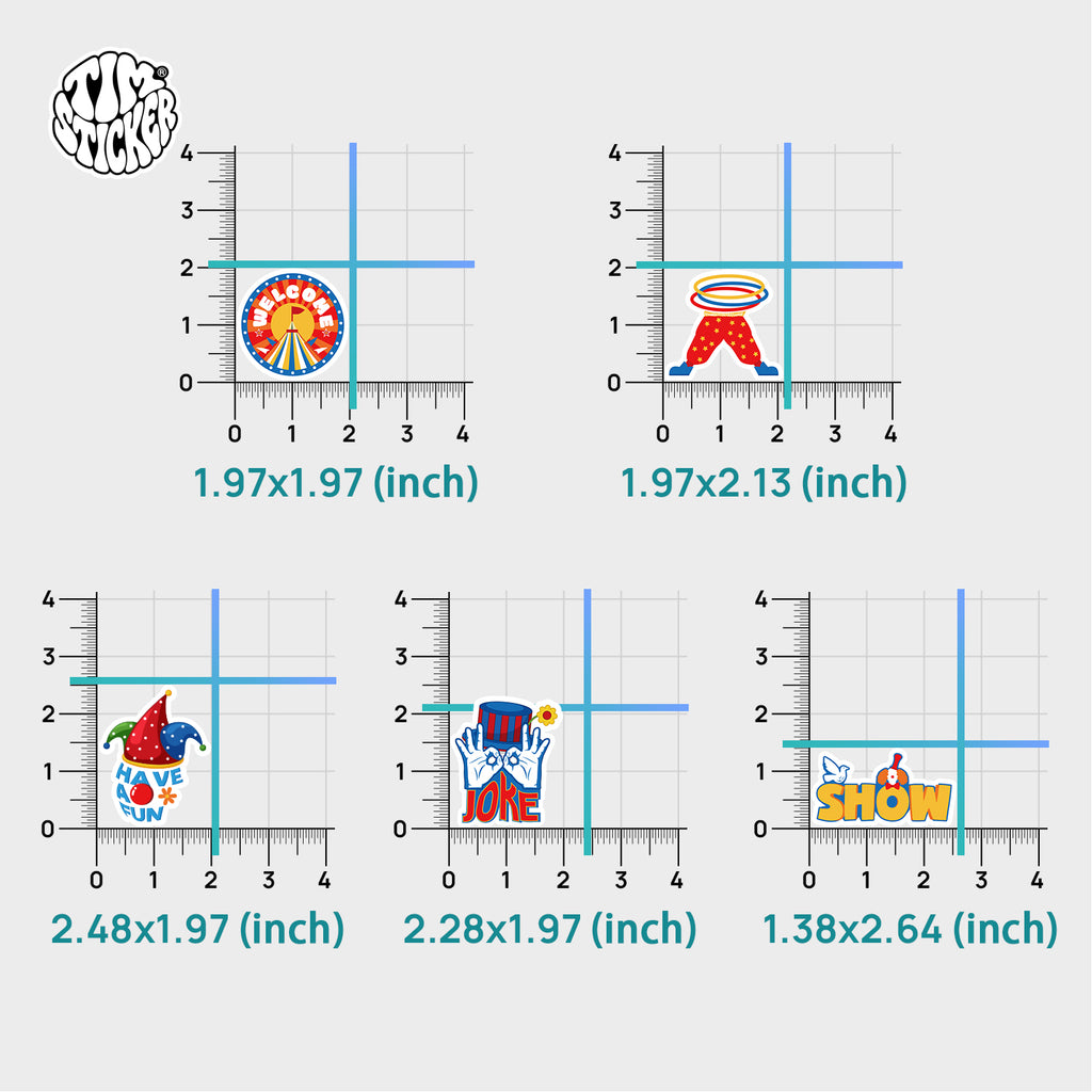 Clown Waterproof Stickers Set, Trendy Cartoon Outdoor Style Sticker Decal for Laptop, Water Bottle, Car, Skateboard, 3 PCS, Not Reusable TIM STICKER®