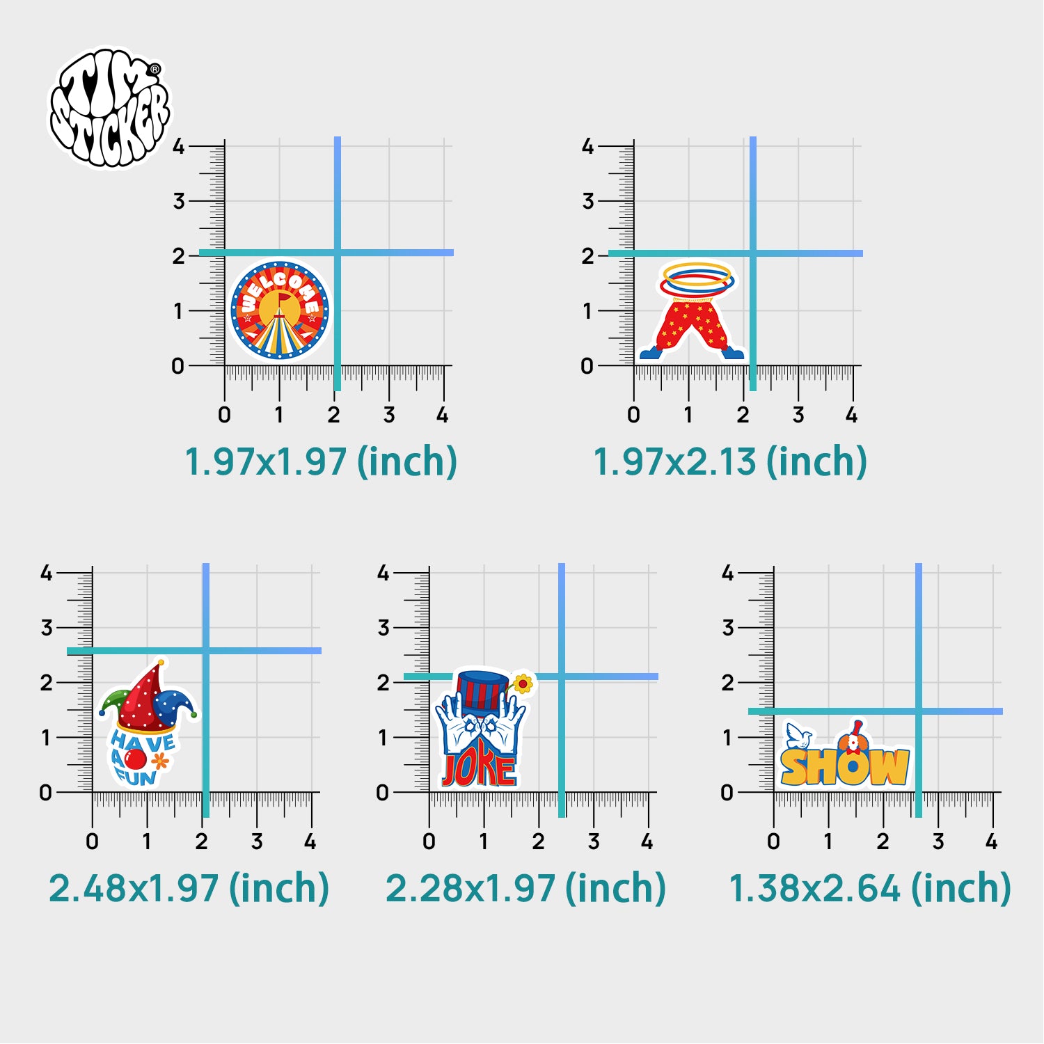 Clown Waterproof Stickers Set, Trendy Cartoon Outdoor Style Sticker Decal for Laptop, Water Bottle, Car, Skateboard, 3 PCS, Not Reusable TIM STICKER®