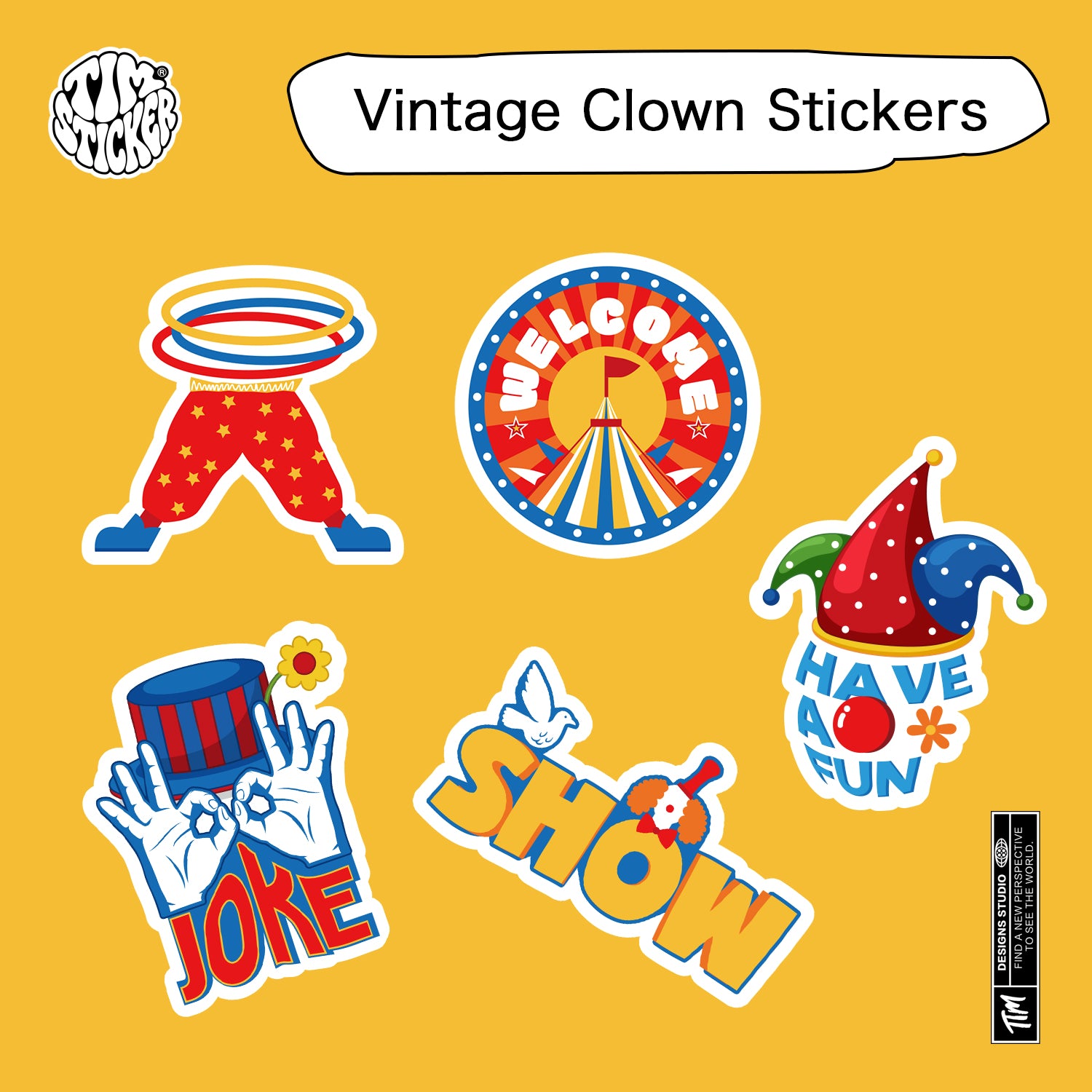 Clown Waterproof Stickers Set, Trendy Cartoon Outdoor Style Sticker Decal for Laptop, Water Bottle, Car, Skateboard, 3 PCS, Not Reusable TIM STICKER®