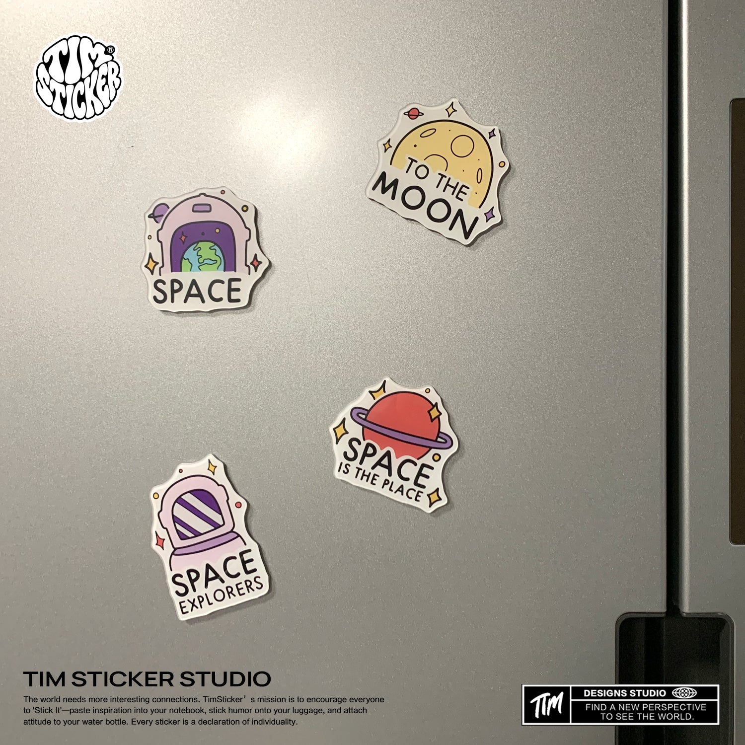 Strong Magnetic Scratch-Free Cute Space Pattern Refrigerator Magnets, Protects Refrigerator Surface Without Marks TIM STICKER®