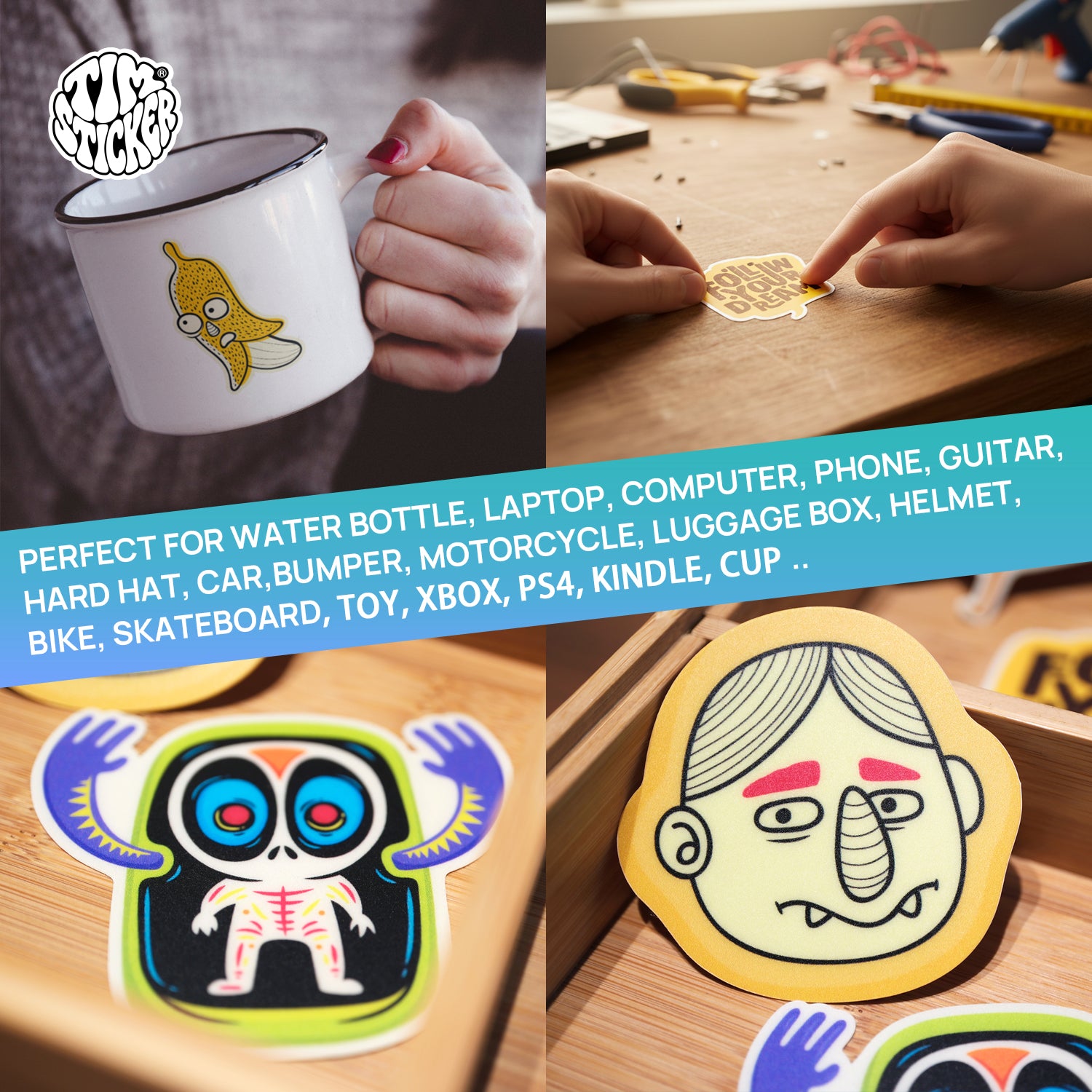 Cute Monster Funny Stickers, Includes 5 Patterns, Perfect for Indoor And Outdoor, 6 Patterns, Not Reusable TIM STICKER®