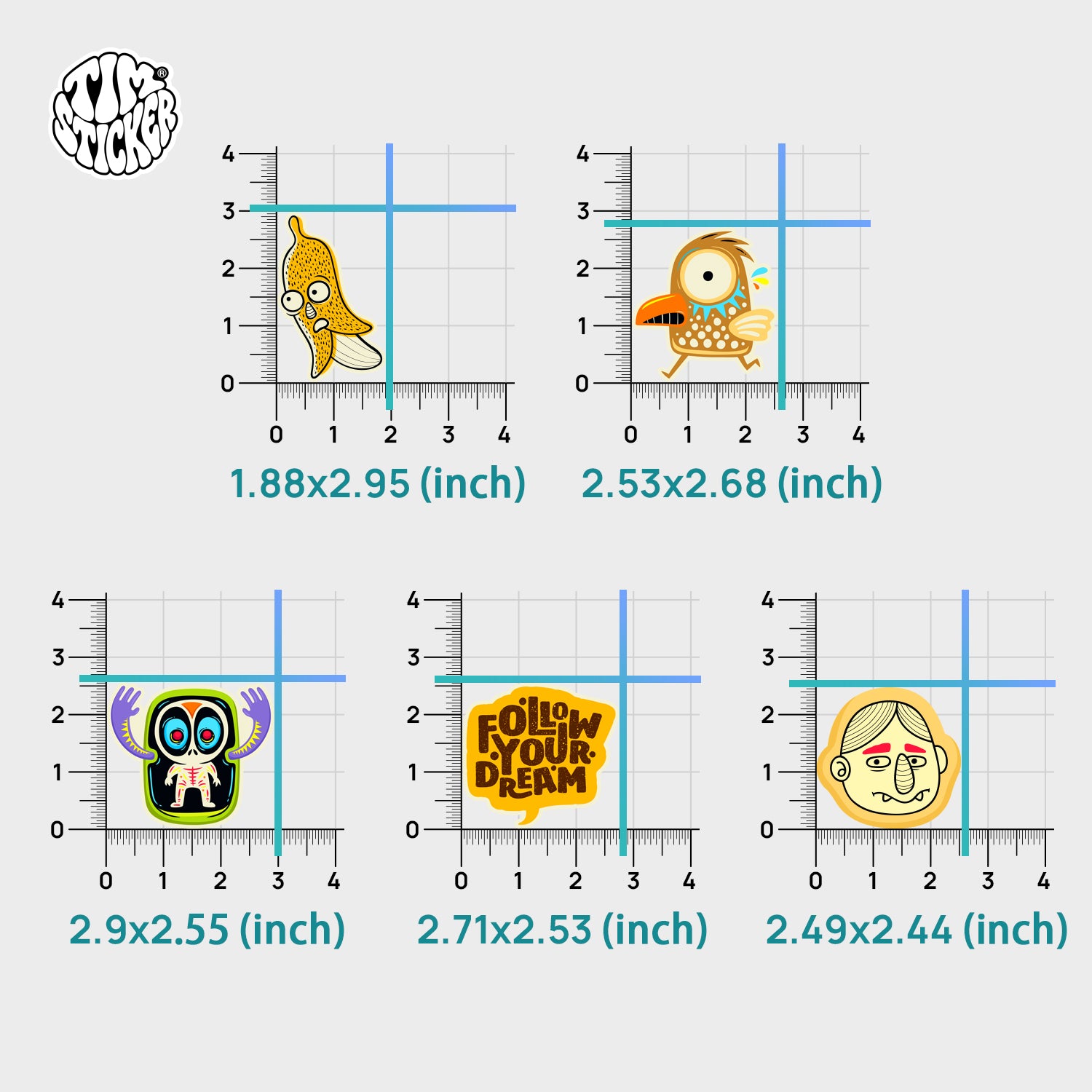 Cute Monster Funny Stickers, Includes 5 Patterns, Perfect for Indoor And Outdoor, 6 Patterns, Not Reusable TIM STICKER®