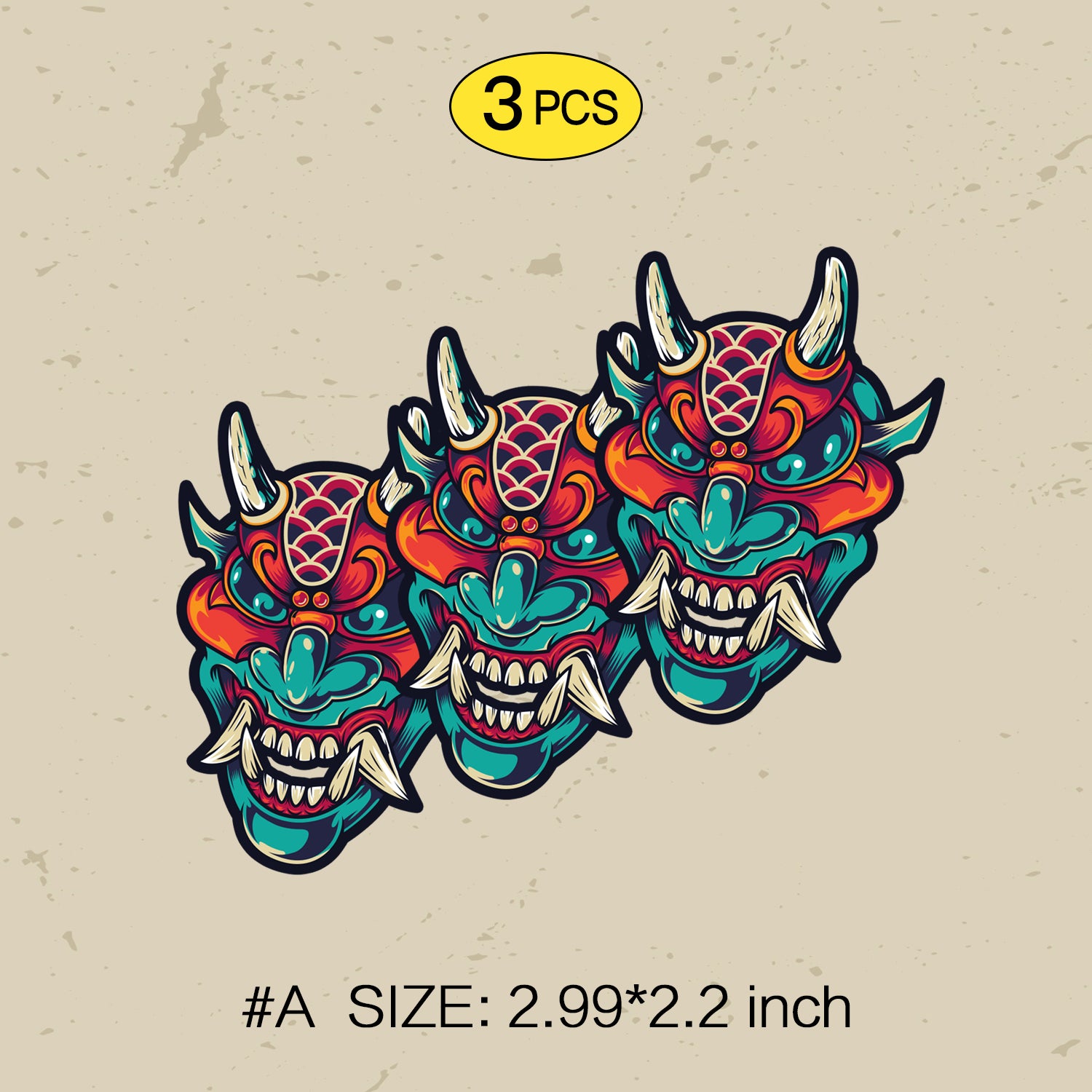 Devil Tattoo Style Sticker – Red & Green Skull, Heart and Dagger Vinyl Decal for Cars, Laptops & Windows, 3 PCS, Not Reusable, TIM STICKER®