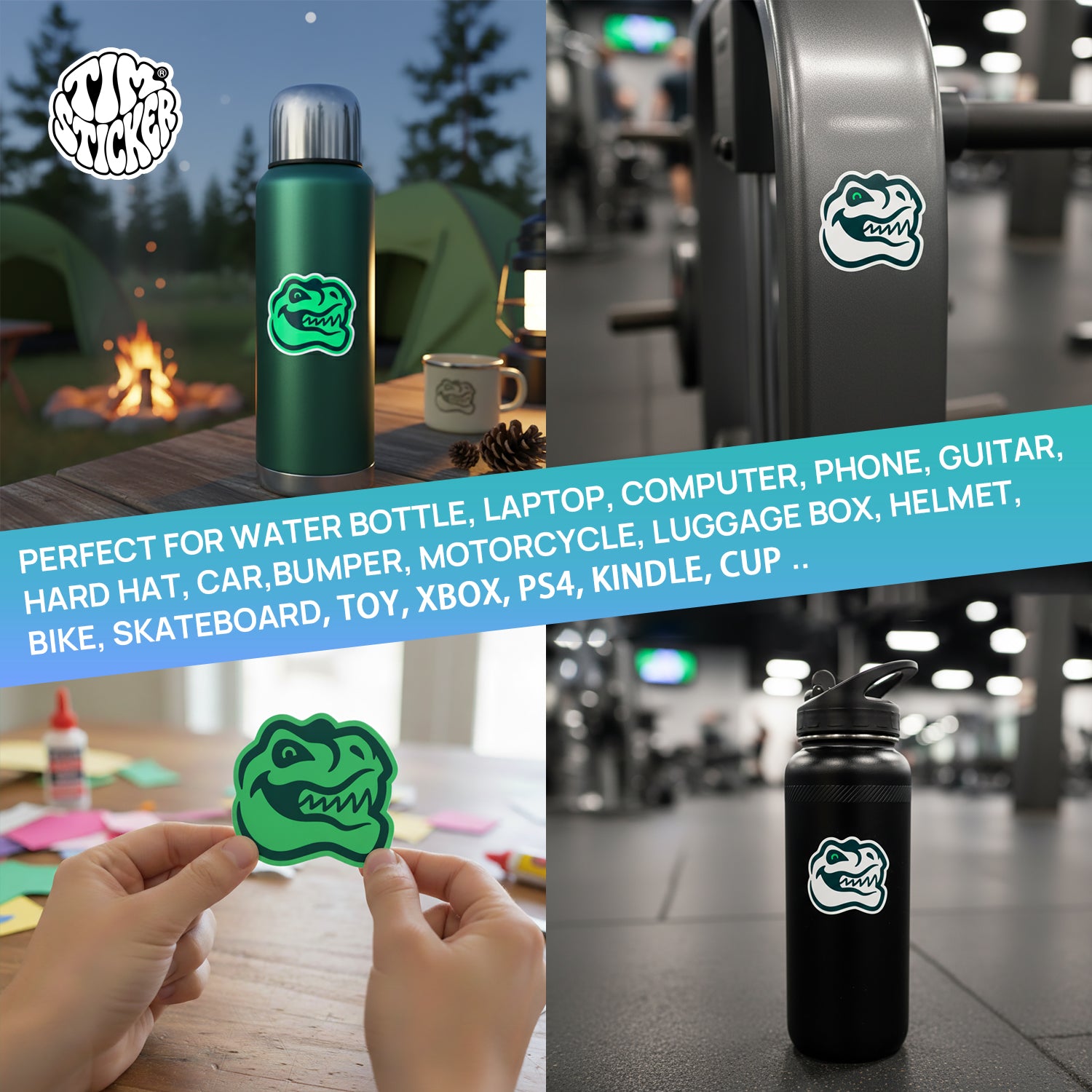 Dinosaur Patterns Street Style Water Bottle Stickers, Waterproof & Durable, 13PCS, Not Reusable TIM STICKER®