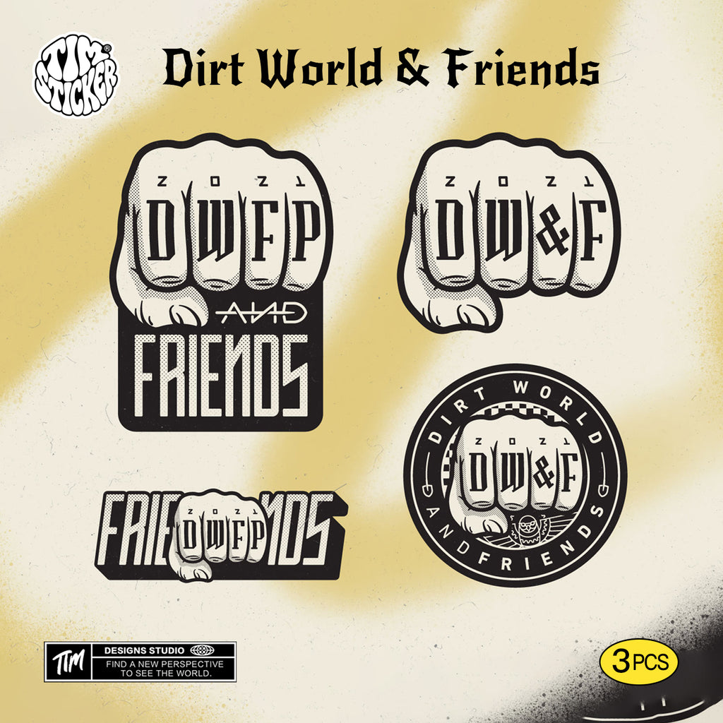 Dirt-World & Friends Car Stickers Set, 4 Patterns, Waterproof & Scratch-Resistant, Not Reusable TIM STICKER®