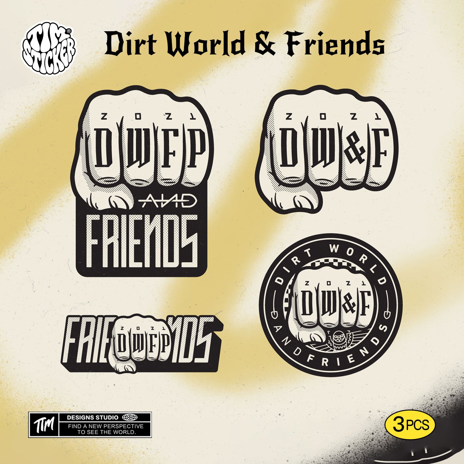 Dirt-World & Friends Car Stickers Set, 4 Patterns, Waterproof & Scratch-Resistant, Not Reusable TIM STICKER®