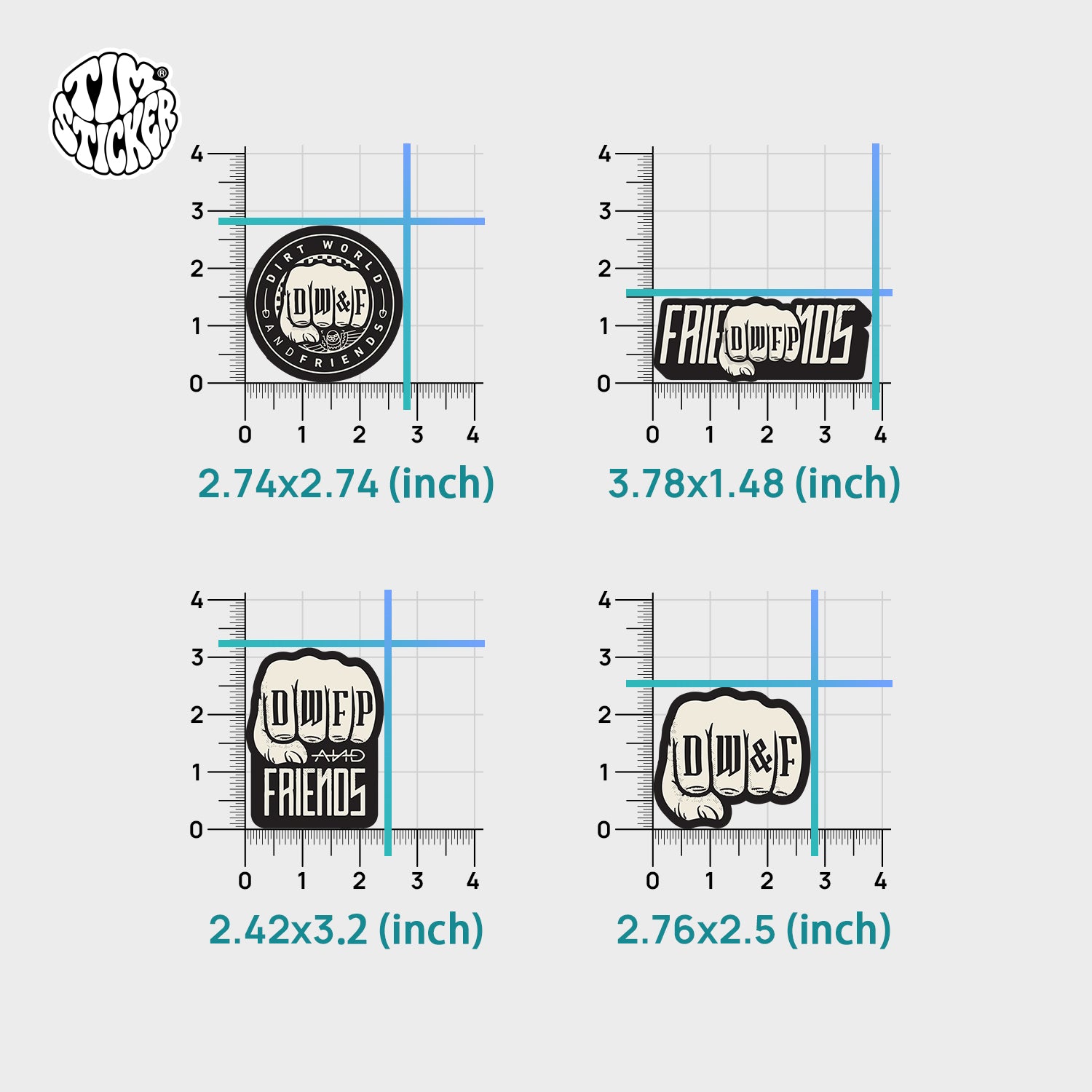 Dirt-World & Friends Car Stickers Set, 4 Patterns, Waterproof & Scratch-Resistant, Not Reusable TIM STICKER®