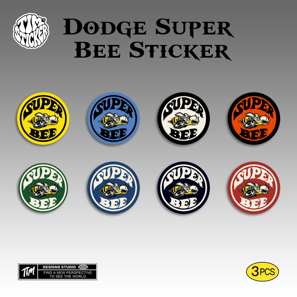 Dodge Super Bee Graffiti Sticker – Angry Bulldog Street Style Vinyl Decal for Cars, Laptops & Skate Gear, 3 PCS, Not Reusable TIM STICKER®