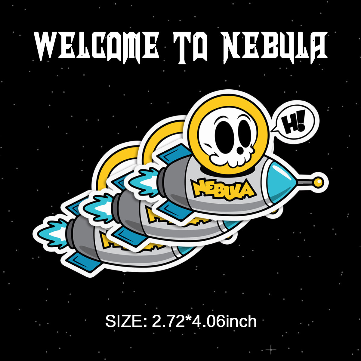 Welcome to Nebula Waterproof Stickers Pack – Funny Trendy Patterns Vinyl Decals for Laptop, Water Bottle, Skateboard, Phone Case, Cool Trendy Sticker for Teens 3 PCS, Not Reusable TIM STICKER®