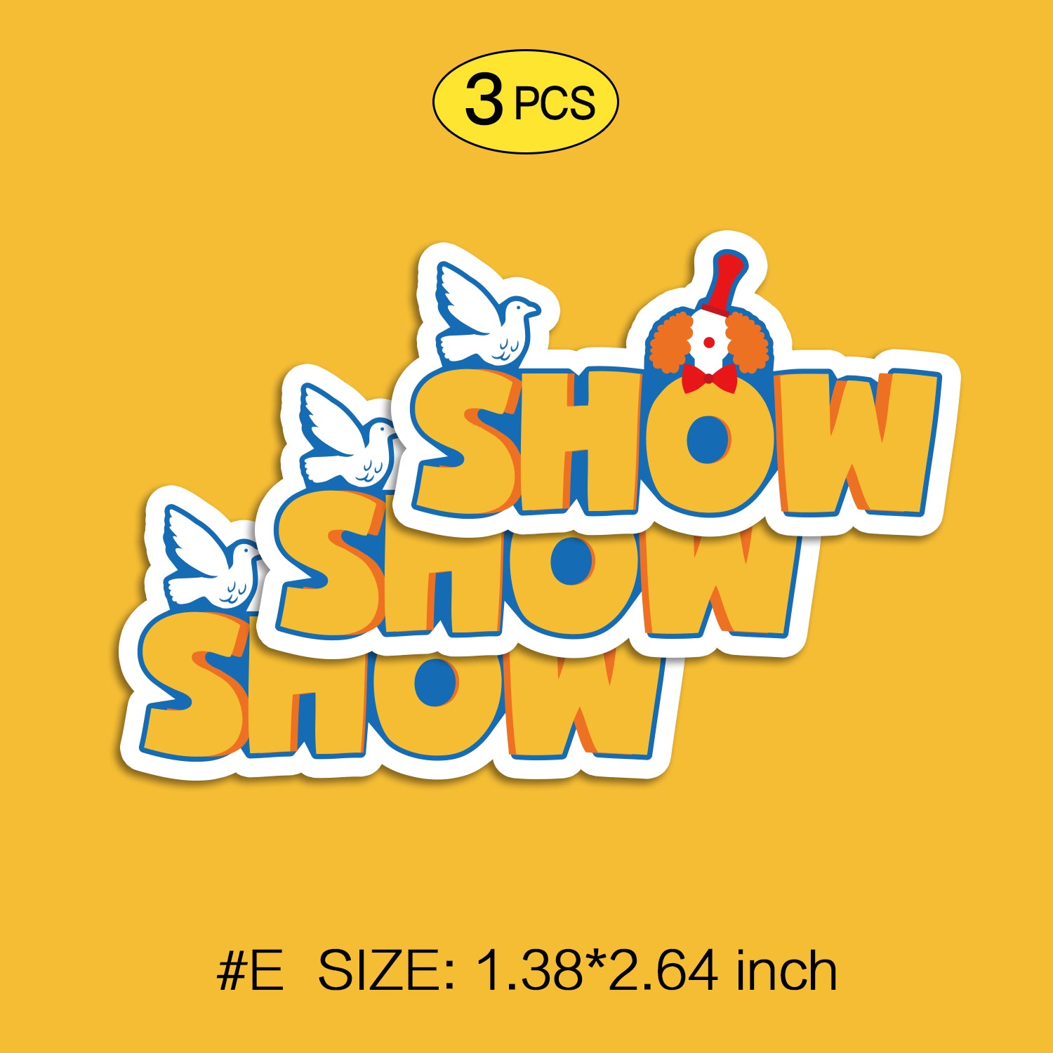 Clown Waterproof Stickers Set, Trendy Cartoon Outdoor Style Sticker Decal for Laptop, Water Bottle, Car, Skateboard, 3 PCS, Not Reusable TIM STICKER®