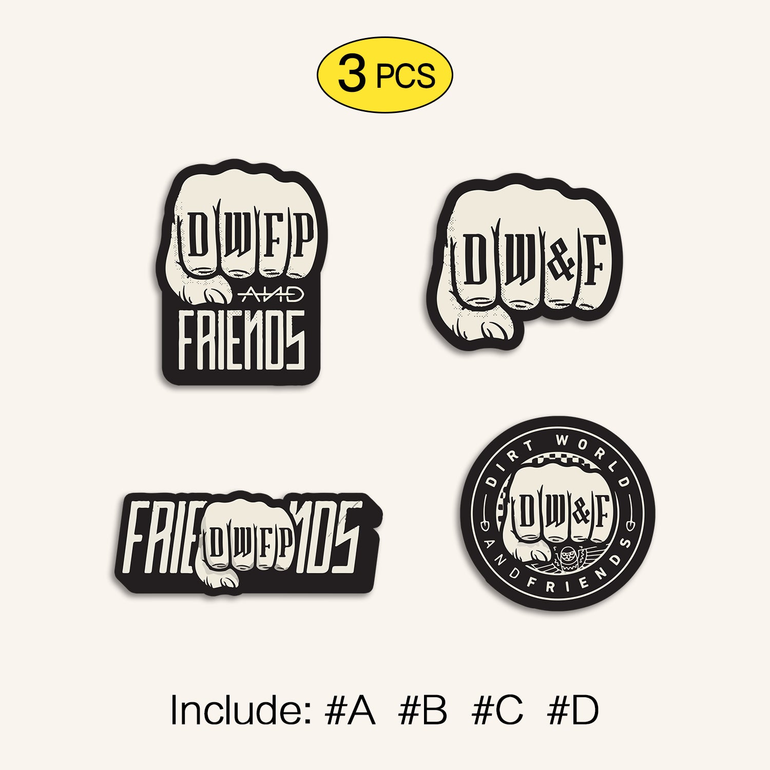 Dirt-World & Friends Car Stickers Set, 4 Patterns, Waterproof & Scratch-Resistant, Not Reusable TIM STICKER®