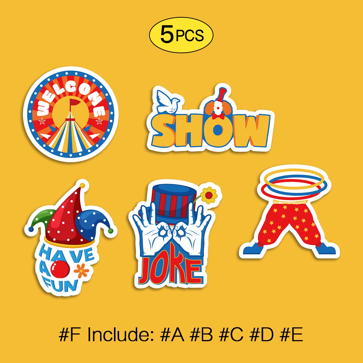 Clown Waterproof Stickers Set, Trendy Cartoon Outdoor Style Sticker Decal for Laptop, Water Bottle, Car, Skateboard, 3 PCS, Not Reusable TIM STICKER®