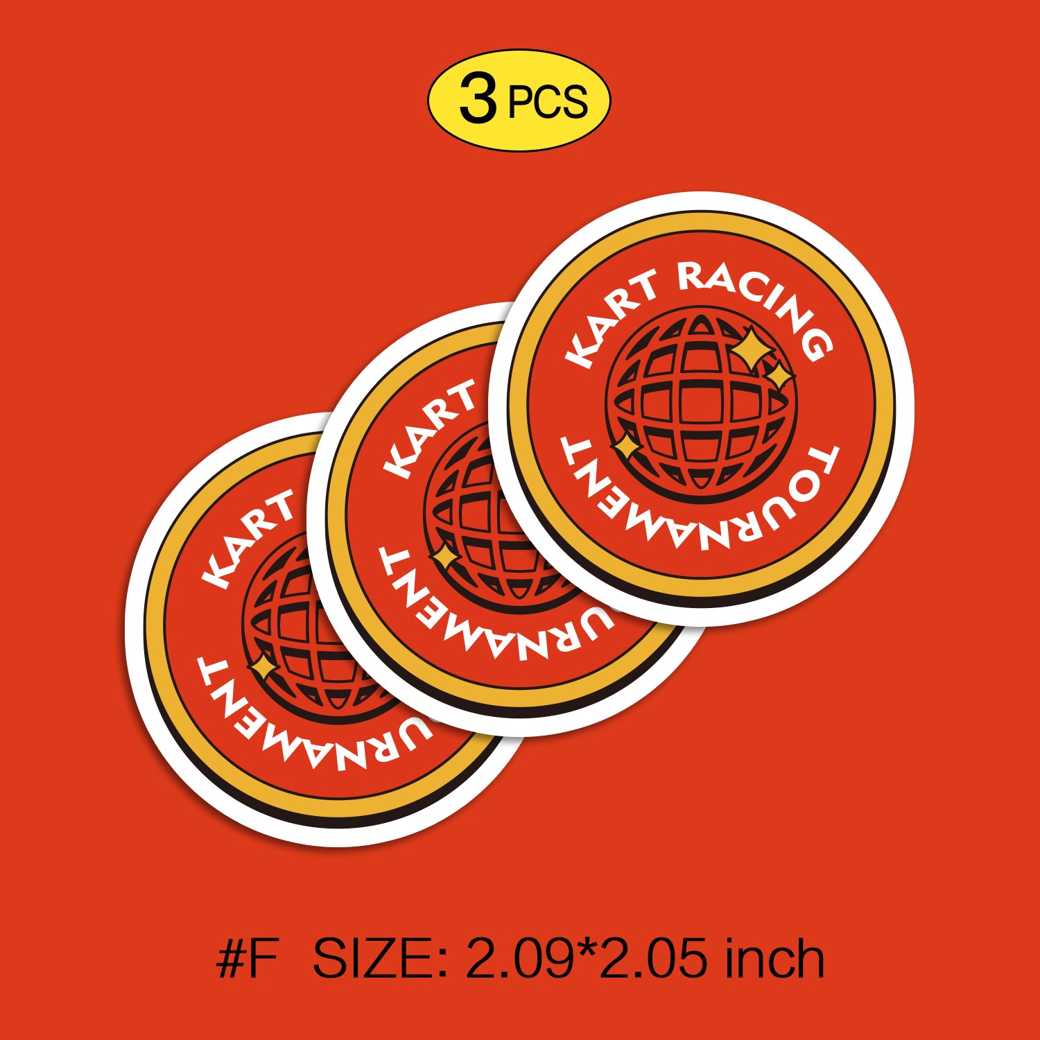 Kart Racing Waterproof Stickers Set, Trendy Cartoon Outdoor Style Sticker Decal for Laptop, Water Bottle, Car, Skateboard, 3 PCS, Not Reusable TIM STICKER®