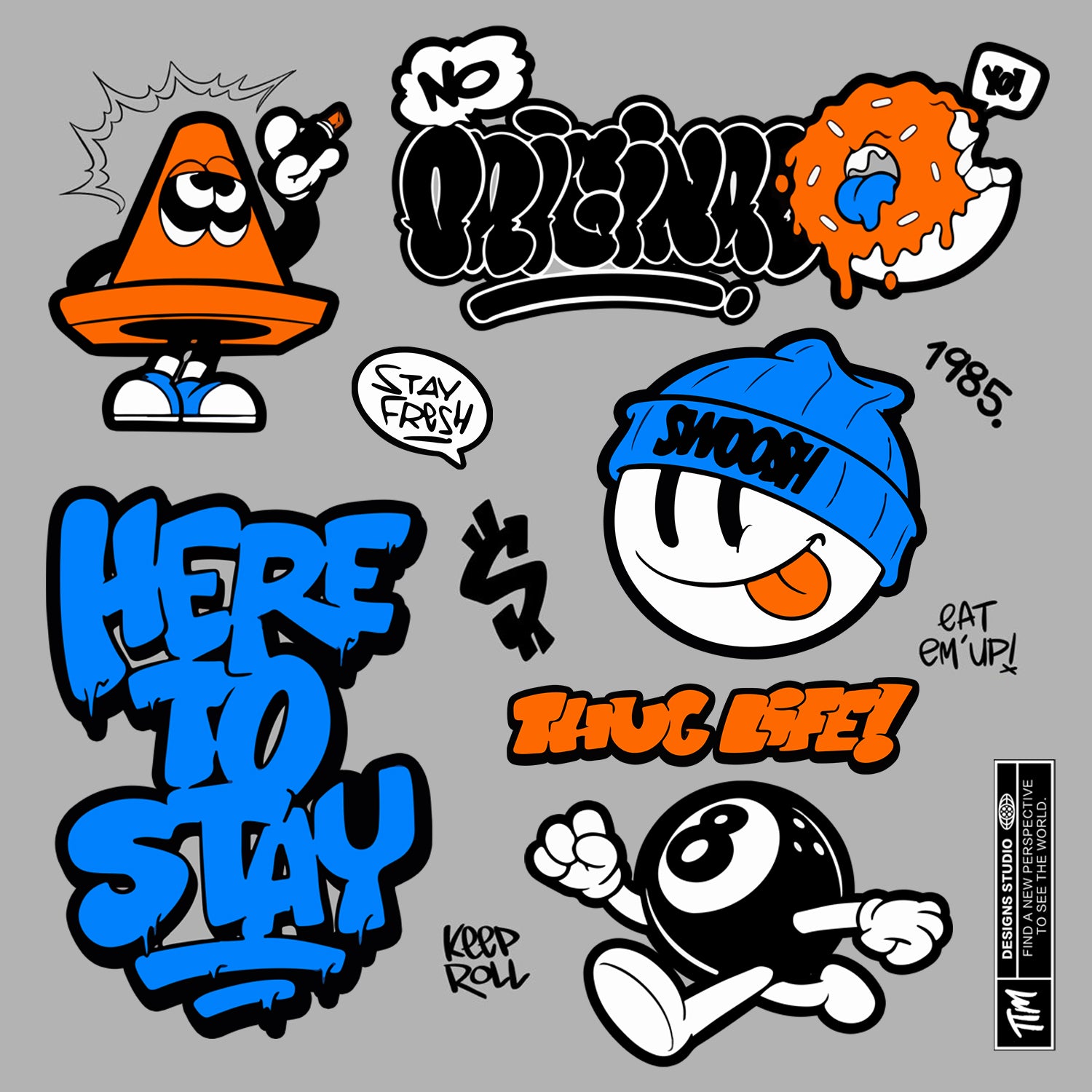 Flash Art Thug Life Graffiti Sticker, Bold Street Style Vinyl Decal for Cars, Laptops & Skate Gear, 3 PCS, Not Reusable TIM STICKER®