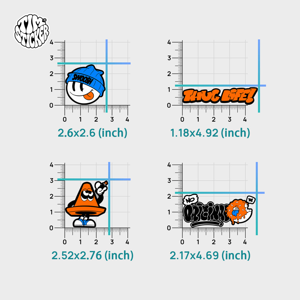 Flash Art Thug Life Graffiti Sticker, Bold Street Style Vinyl Decal for Cars, Laptops & Skate Gear, 3 PCS, Not Reusable TIM STICKER®