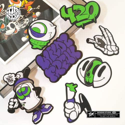 Ensemble d'autocollants amusants NewYorkCity Cartoon, comprenant 6 motifs, non toxiques, imperméables, pour enfants, non réutilisables TIM STICKER® 