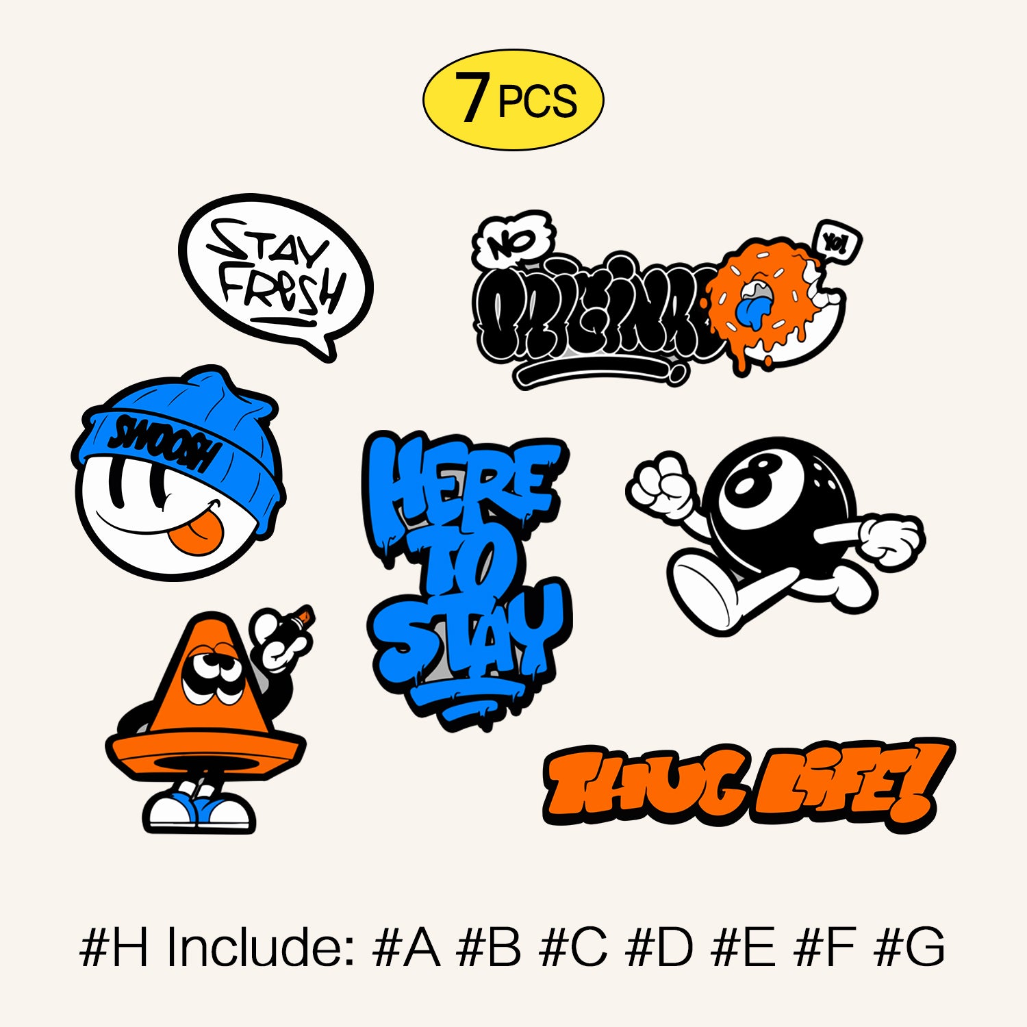 Flash Art Thug Life Graffiti Sticker, Bold Street Style Vinyl Decal for Cars, Laptops & Skate Gear, 3 PCS, Not Reusable TIM STICKER®