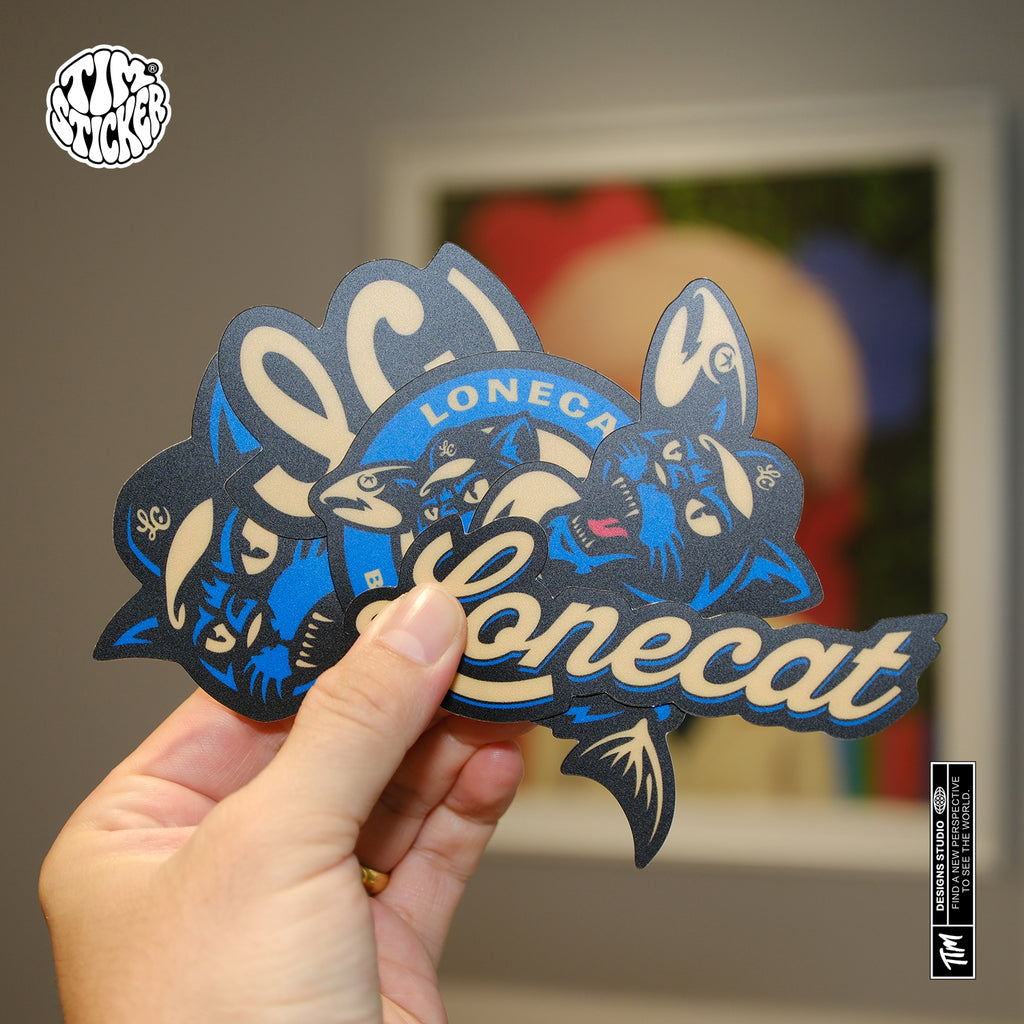 Lonecat Black Gold Cat Head Sticker Set – Luxury Graffiti Style Vinyl Decal for Cars, Laptops & Windows, 3 PCS, Not Reusable, TIM STICKER®