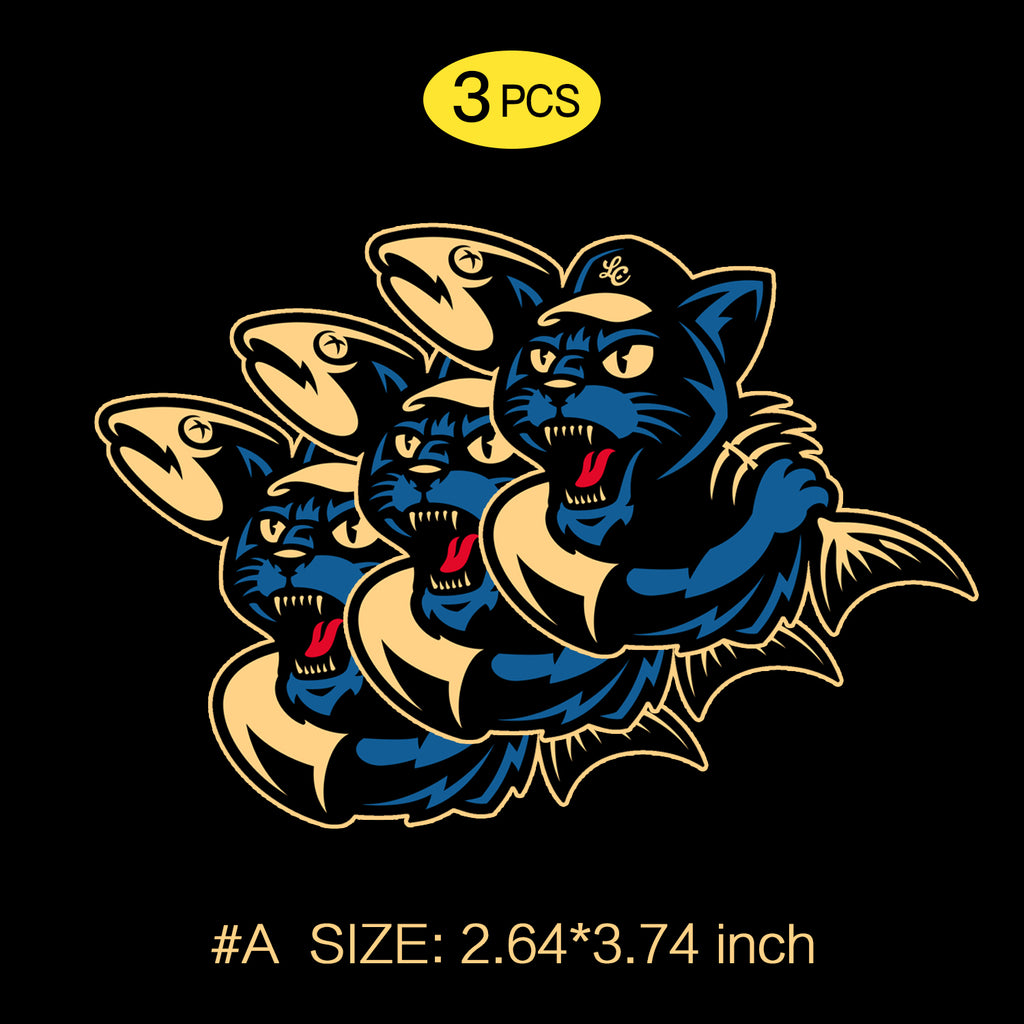 Lonecat Black Gold Cat Head Sticker Set – Luxury Graffiti Style Vinyl Decal for Cars, Laptops & Windows, 3 PCS, Not Reusable, TIM STICKER®