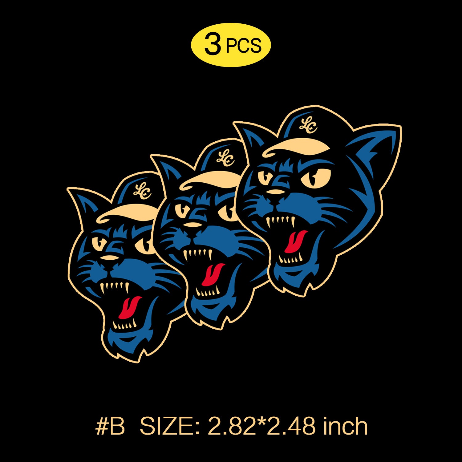 Lonecat Black Gold Cat Head Sticker Set – Luxury Graffiti Style Vinyl Decal for Cars, Laptops & Windows, 3 PCS, Not Reusable, TIM STICKER®