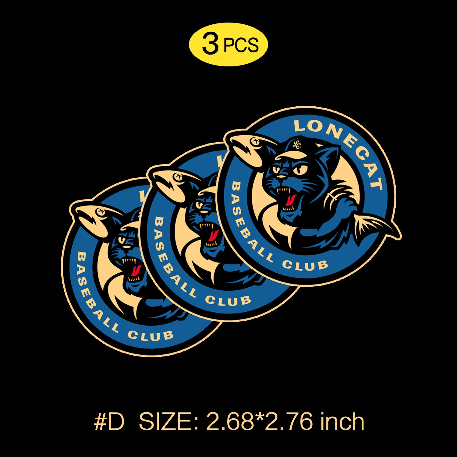 Lonecat Black Gold Cat Head Sticker Set – Luxury Graffiti Style Vinyl Decal for Cars, Laptops & Windows, 3 PCS, Not Reusable, TIM STICKER®