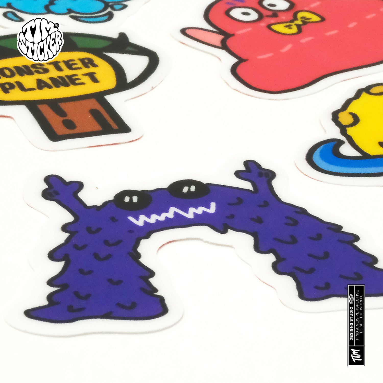 Monster planet Waterproof Stickers Set, Trendy Cartoon Outdoor Style Sticker Decal for Laptop, Water Bottle, Car, Skateboard, 3 PCS, Not Reusable TIM STICKER®