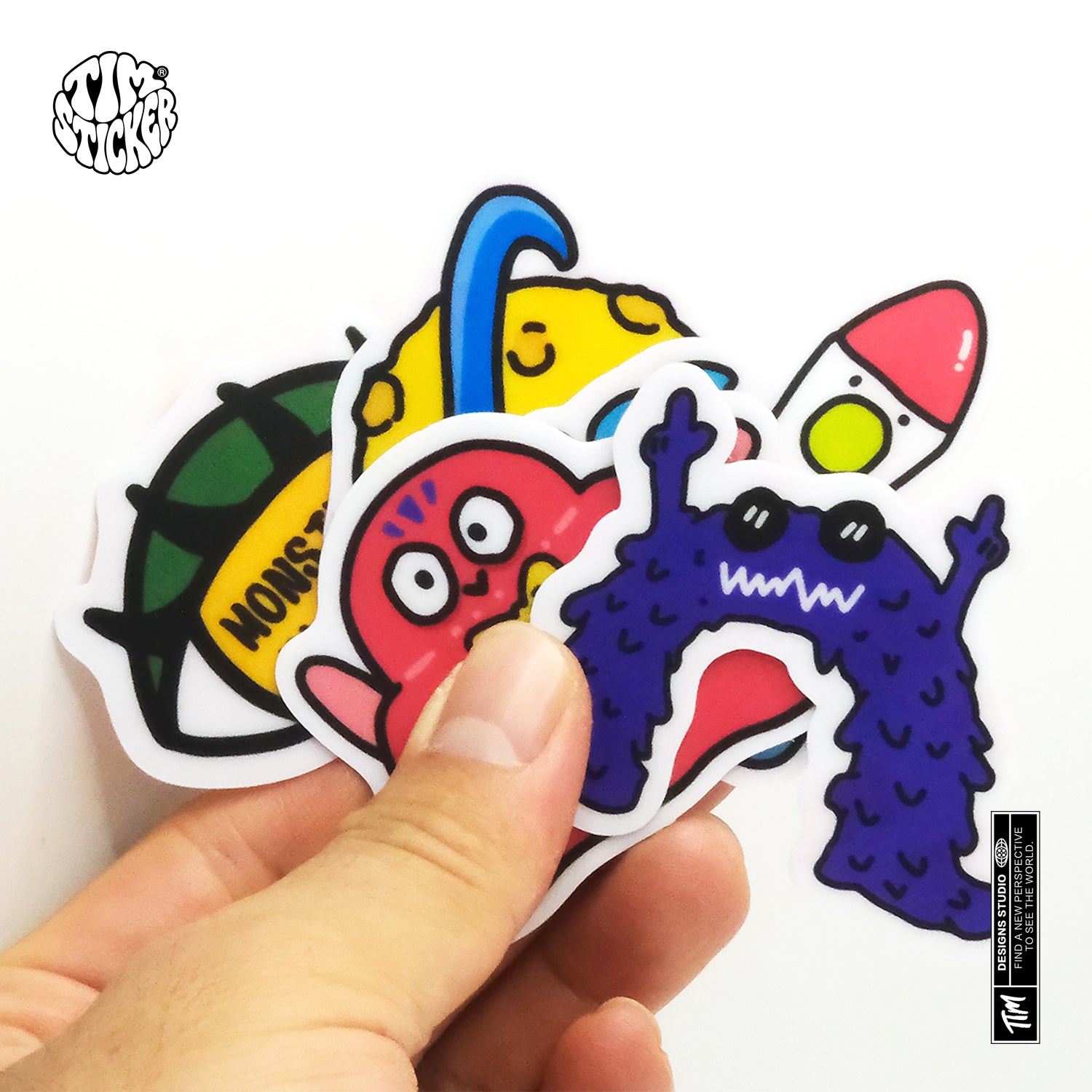 Monster planet Waterproof Stickers Set, Trendy Cartoon Outdoor Style Sticker Decal for Laptop, Water Bottle, Car, Skateboard, 3 PCS, Not Reusable TIM STICKER®