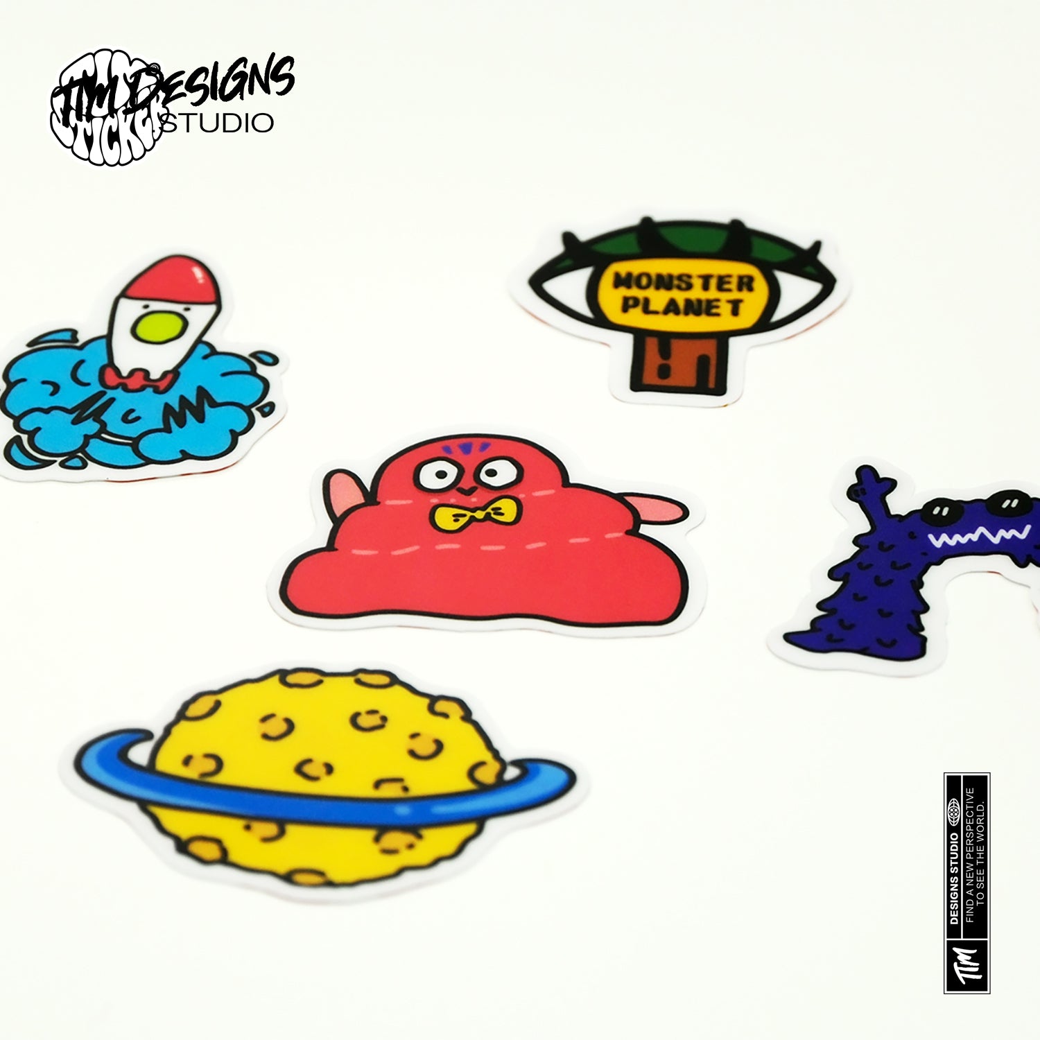 Monster planet Waterproof Stickers Set, Trendy Cartoon Outdoor Style Sticker Decal for Laptop, Water Bottle, Car, Skateboard, 3 PCS, Not Reusable TIM STICKER®