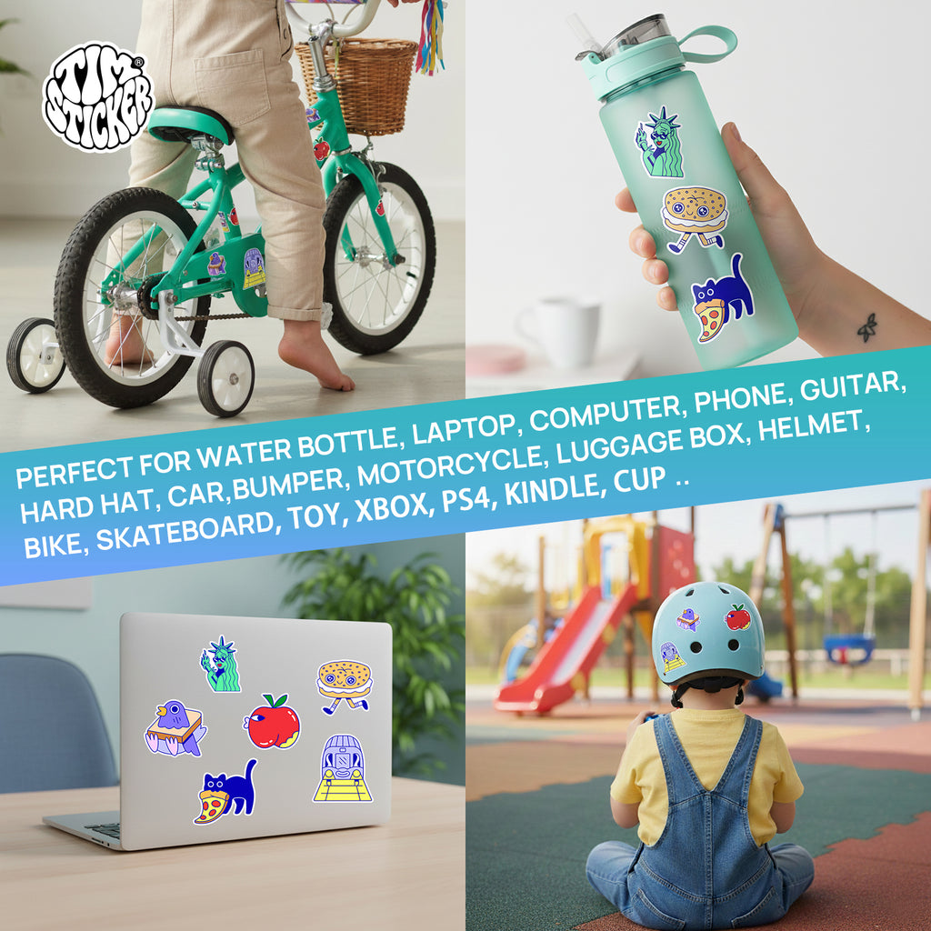 NewYorkCity Cartoon Fun Stickers Set, Includes 6 Patterns, Non-Toxic, Waterproof Kids Toys, Not Reusable TIM STICKER®