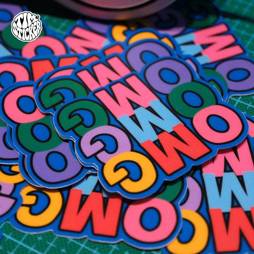 OMG Word Patterns Waterproof Stickers, For Adults and Kids, 3 PCS, Not Reusable TIM STICKER®